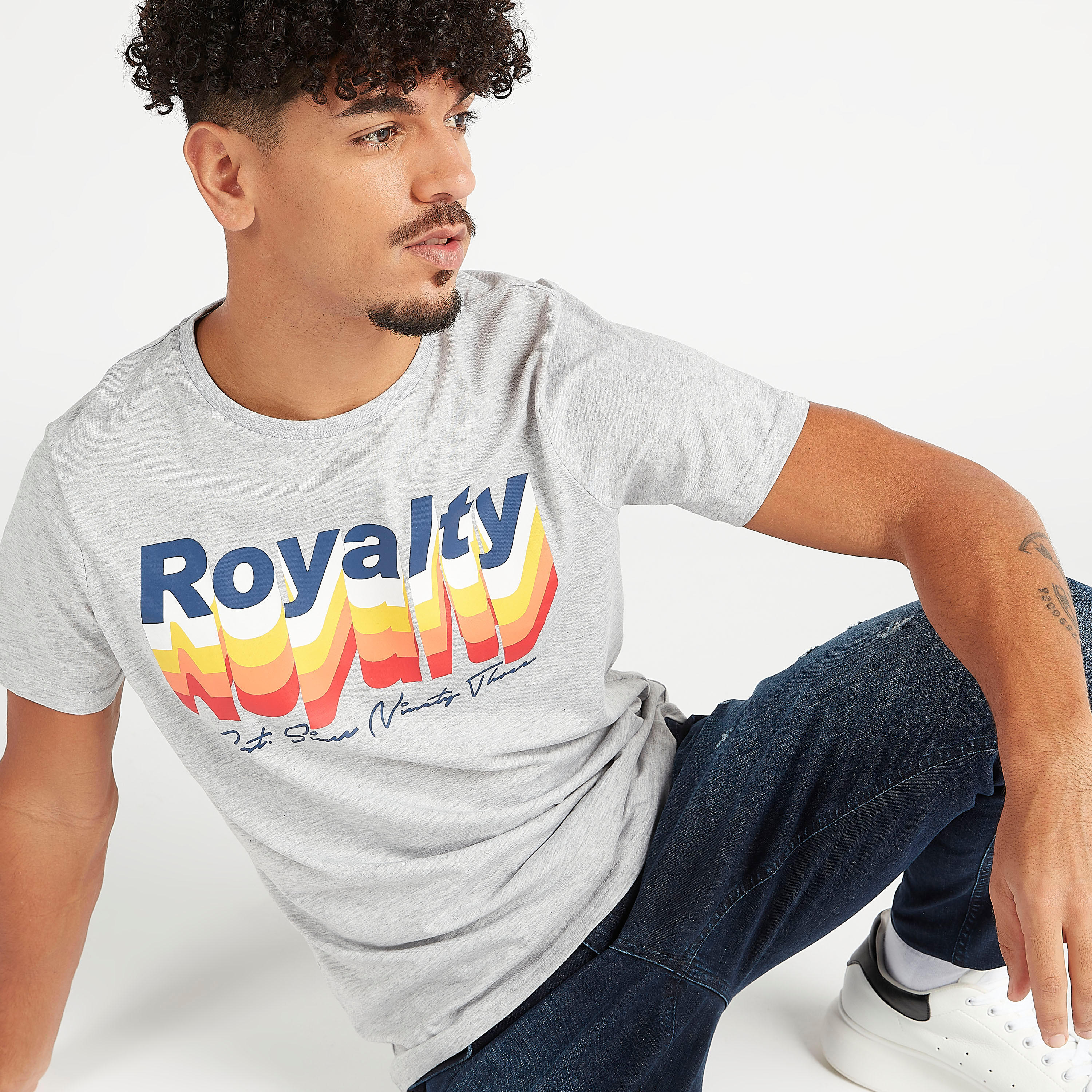 Slim Fit Graphic Print Crew Neck T-shirt with Short Sleeves-men-clothing-tshirtsandpolos-tshirts-image-1