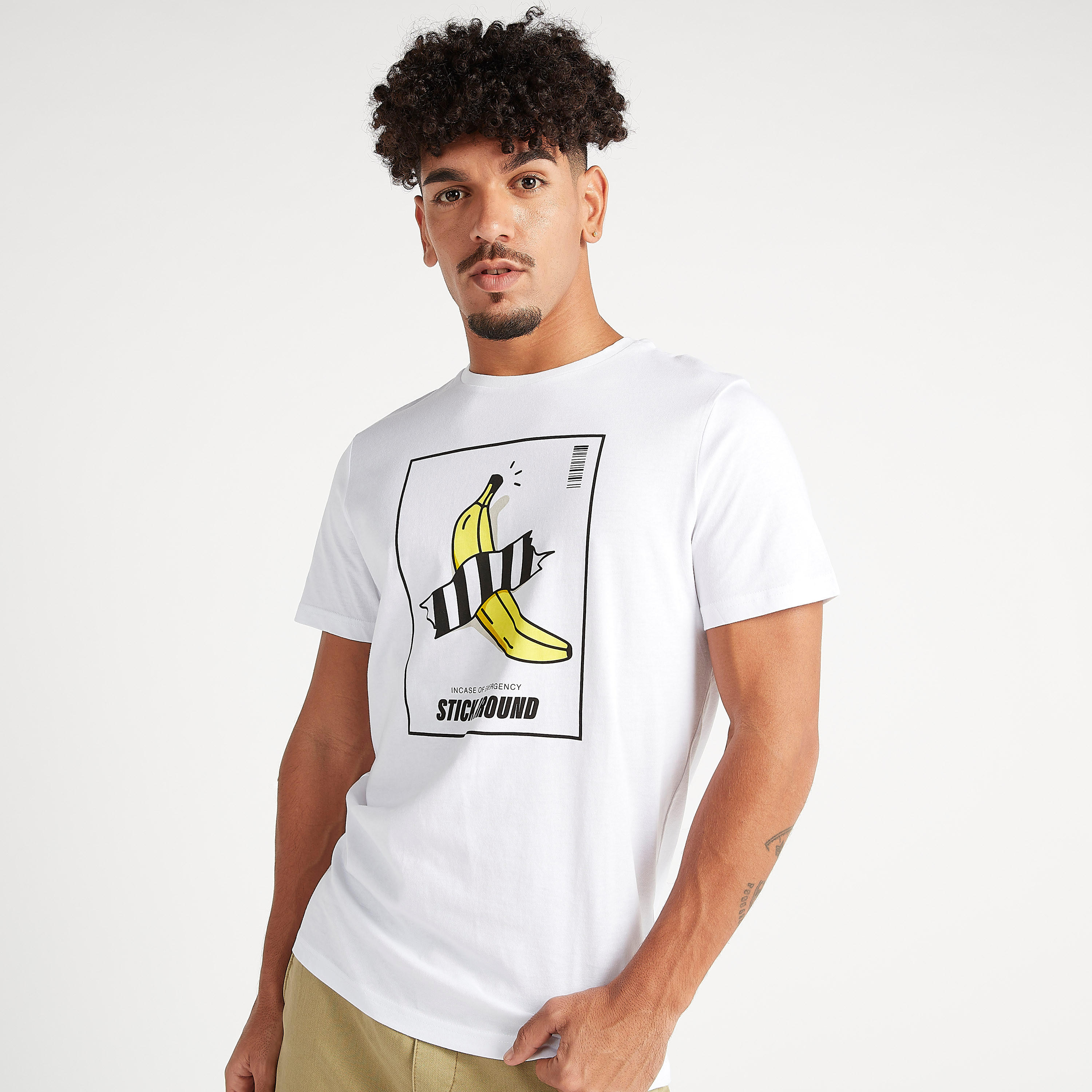 Printed Crew Neck T-shirt with Short Sleeves-men-clothing-tshirtsandpolos-tshirts-image-1