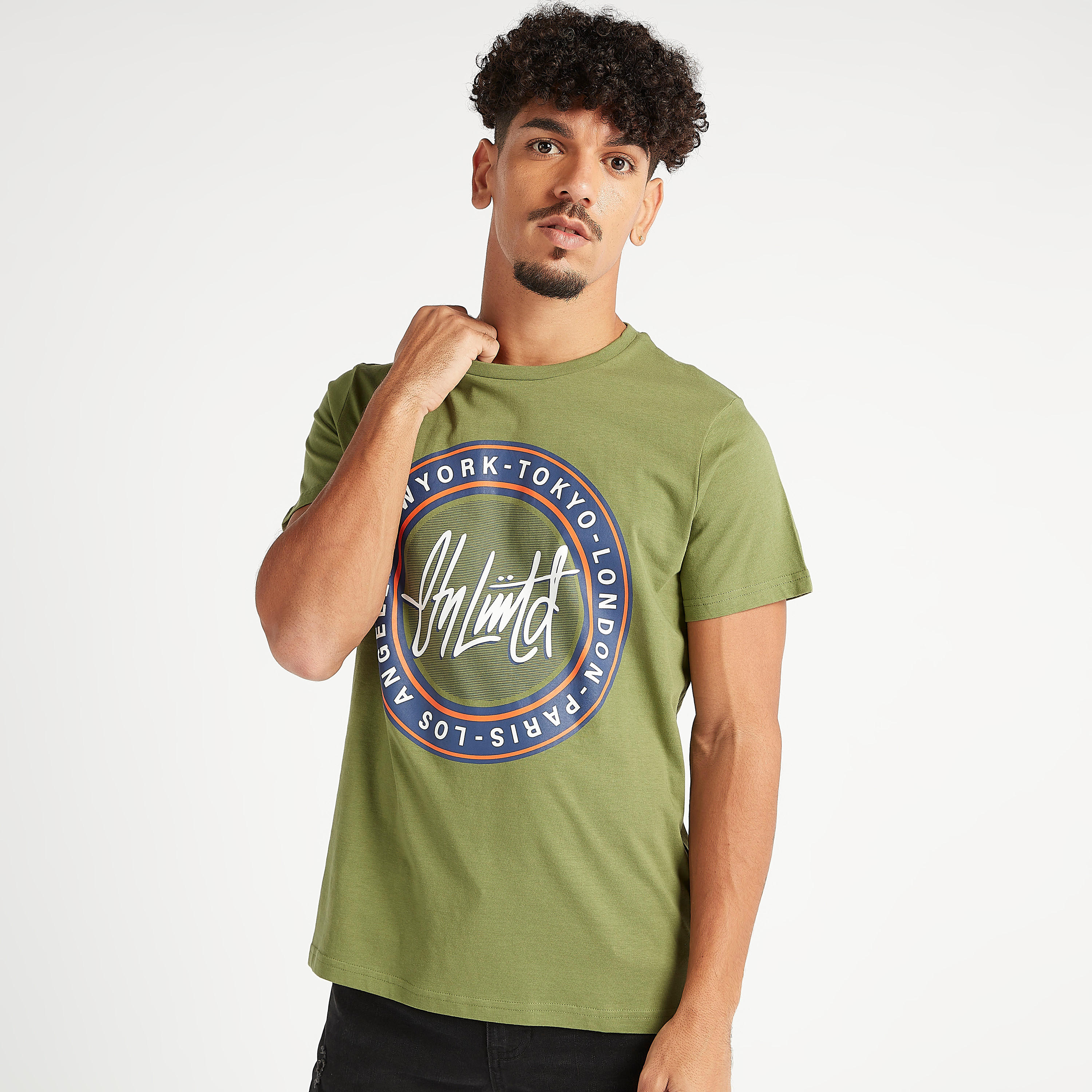 Printed T-shirt with Crew Neck and Short Sleeves-men-clothing-tshirtsandpolos-tshirts-image-1