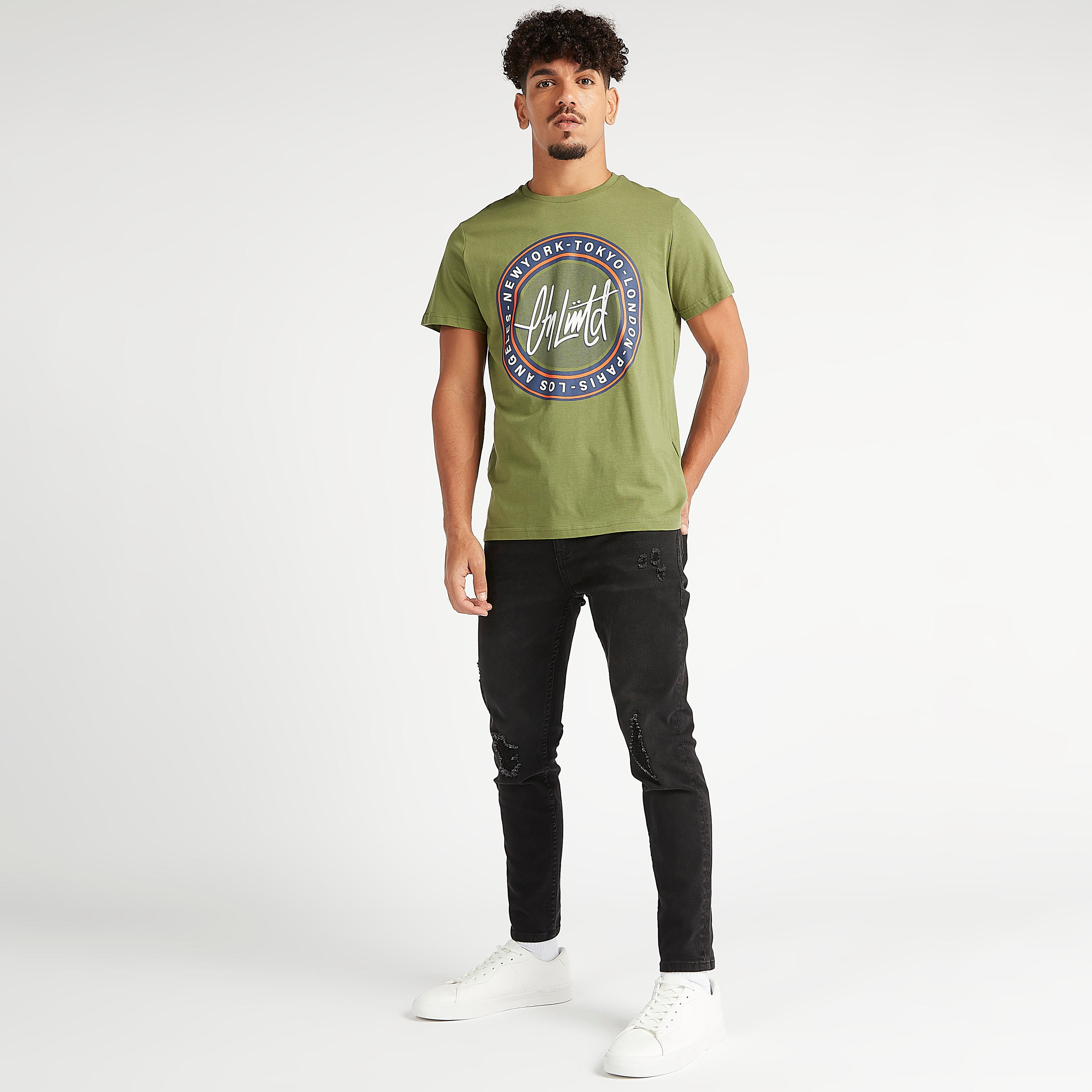 Printed T-shirt with Crew Neck and Short Sleeves-men-clothing-tshirtsandpolos-tshirts-image-2