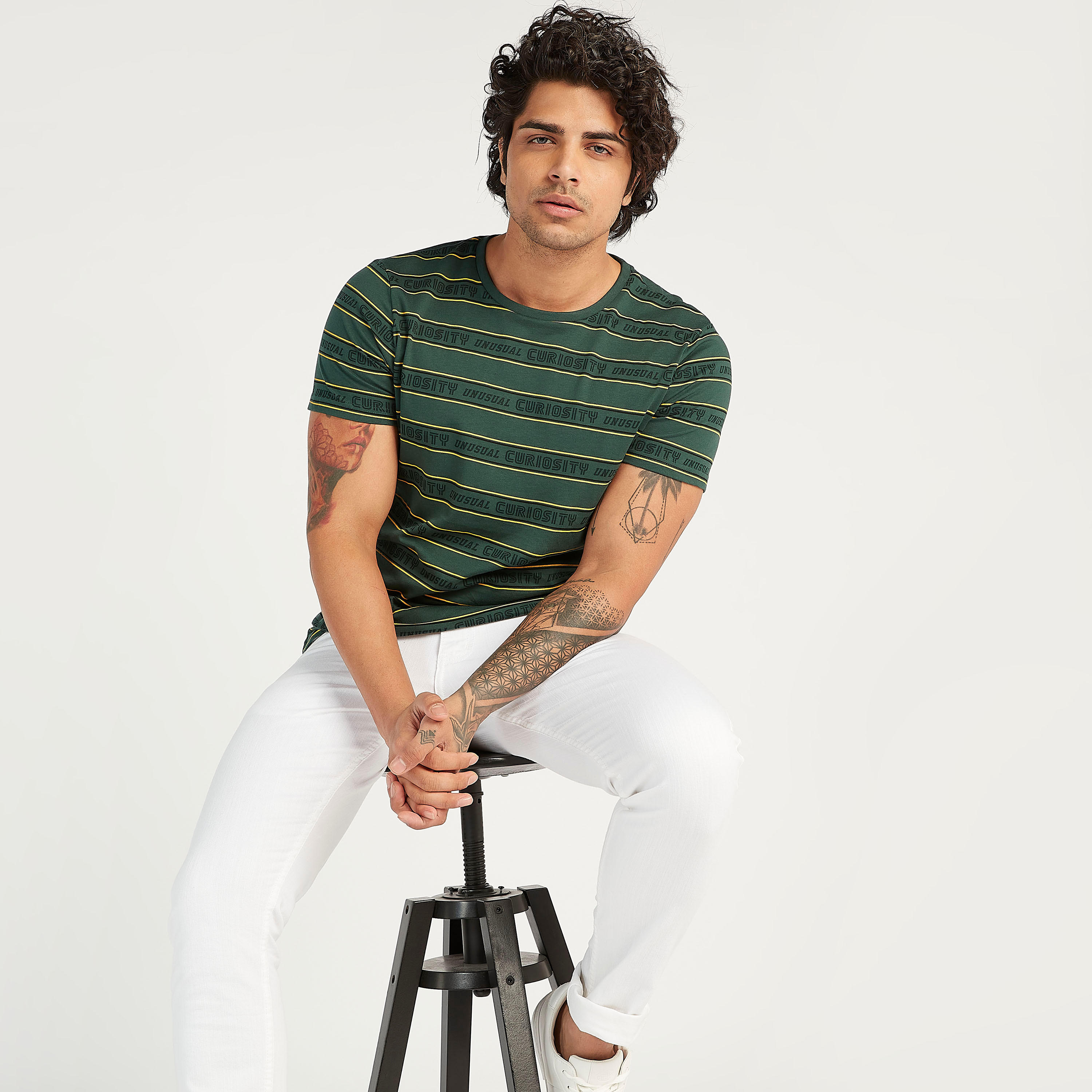 Striped Crew Neck T-shirt with Short Sleeves-men-clothing-tshirtsandpolos-tshirts-image-1