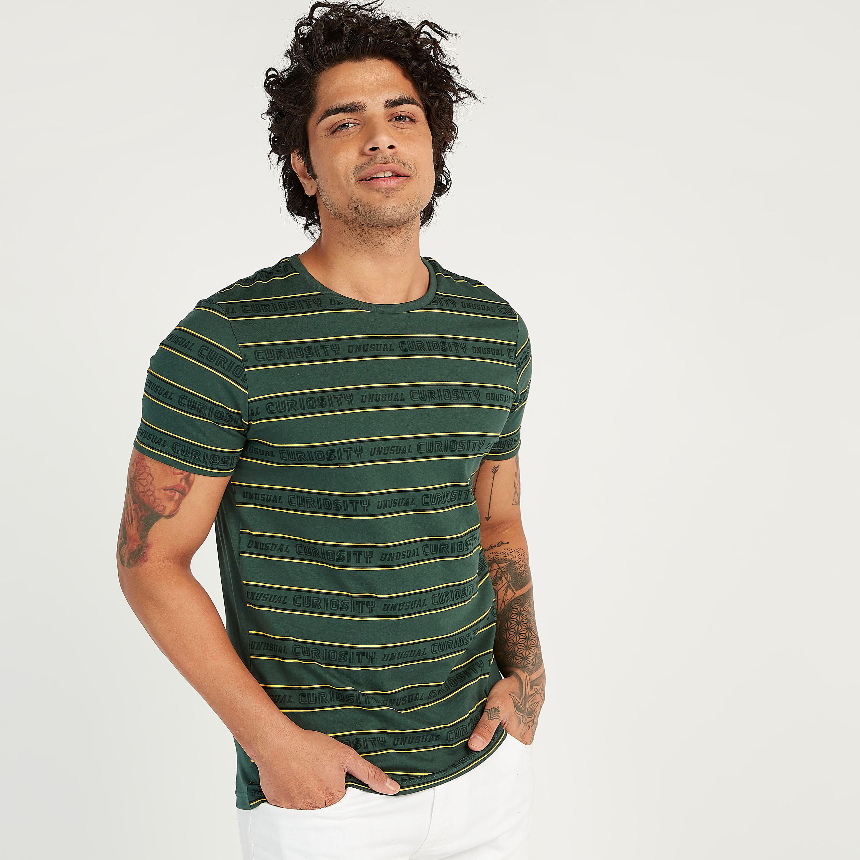 Striped Crew Neck T-shirt with Short Sleeves-men-clothing-tshirtsandpolos-tshirts-image-4