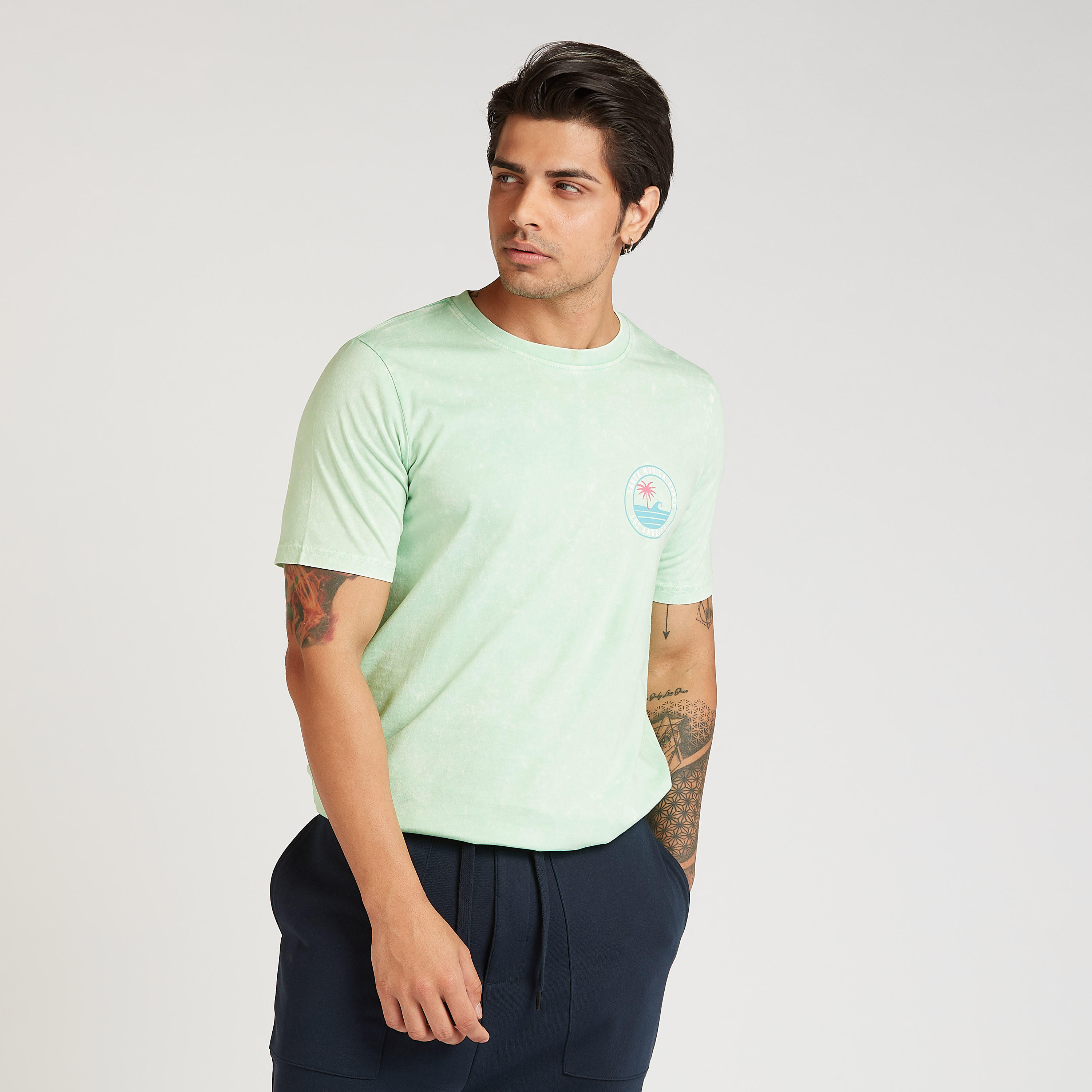 Sustainable Printed T-shirt with Crew Neck and Short Sleeves-men-clothing-tshirtsandpolos-tshirts-image-1