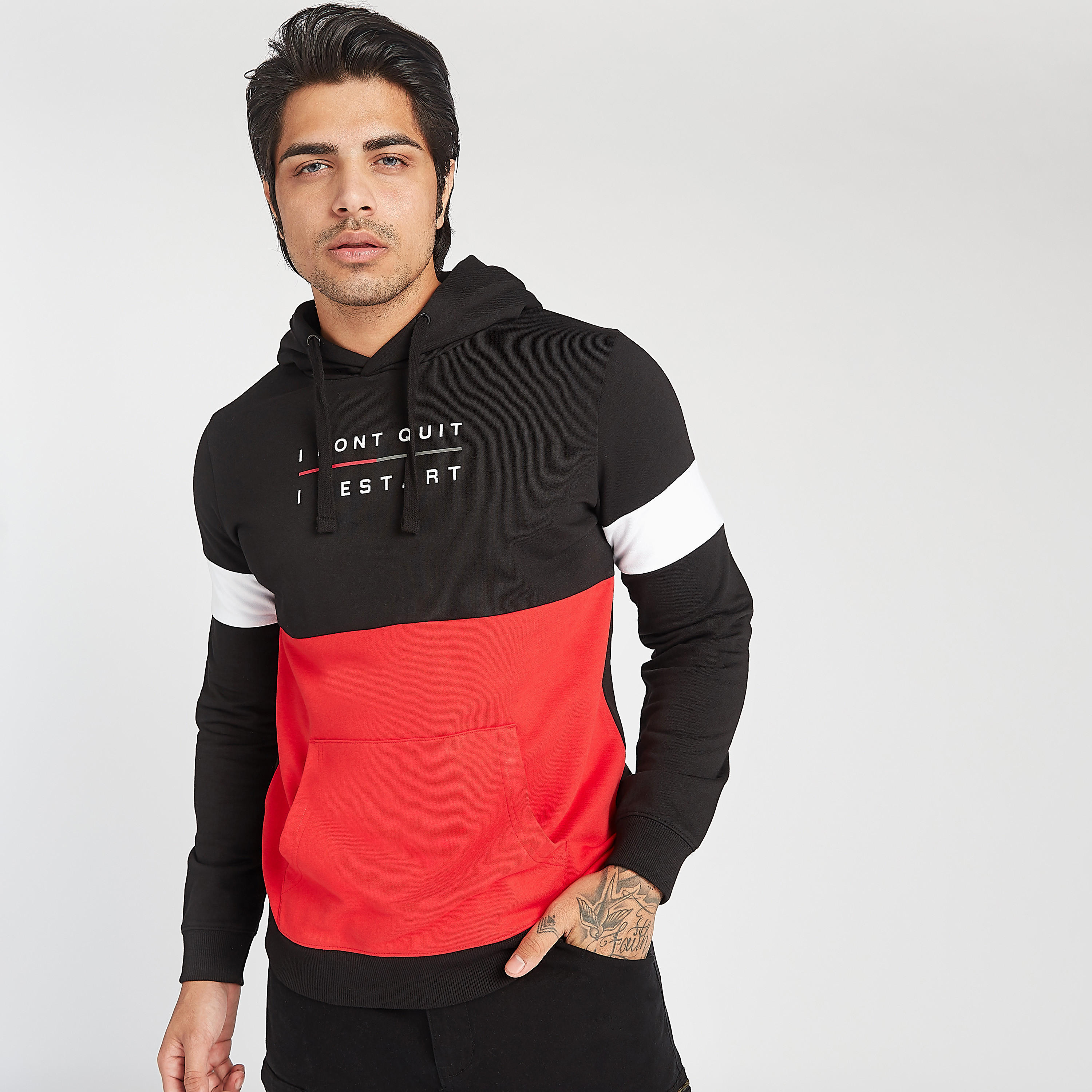 Sustainable Printed Sweatshirt with Hood and Long Sleeves-men-winterwear-hoodiesandsweatshirts-image-1