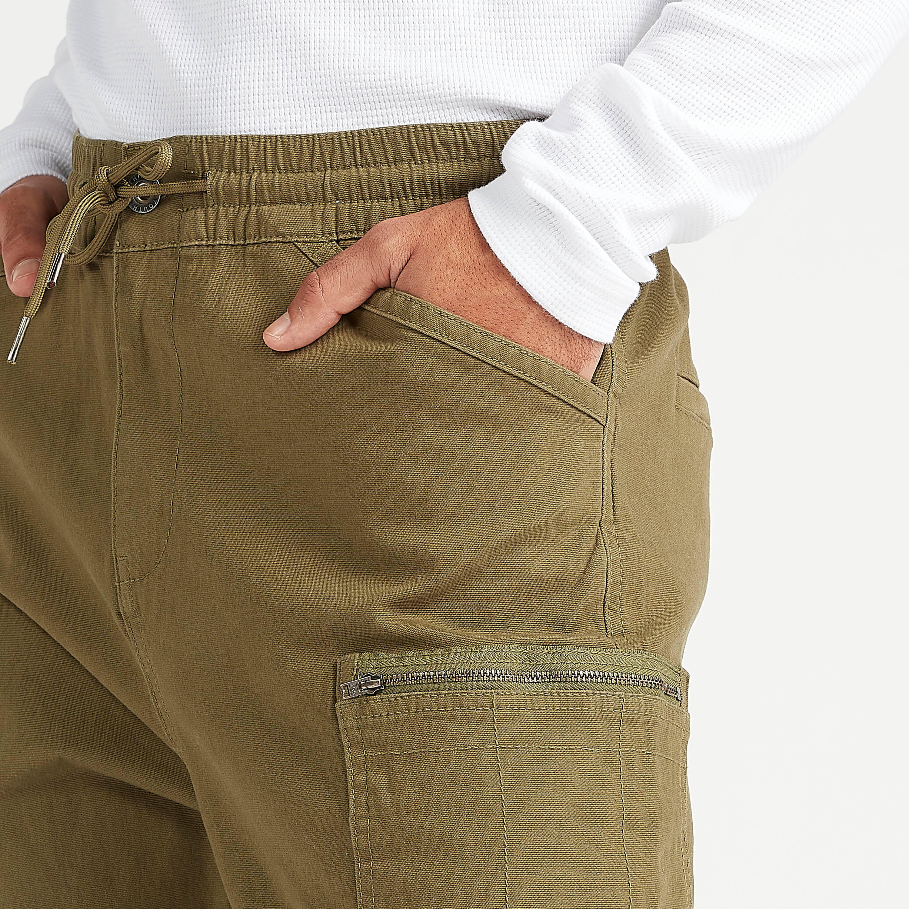 بنطلون رياضي مستدام كارجو سادة برباط إغلاق وخصر متوسّط الارتفاع-men-clothing-bottoms-joggers-image-2