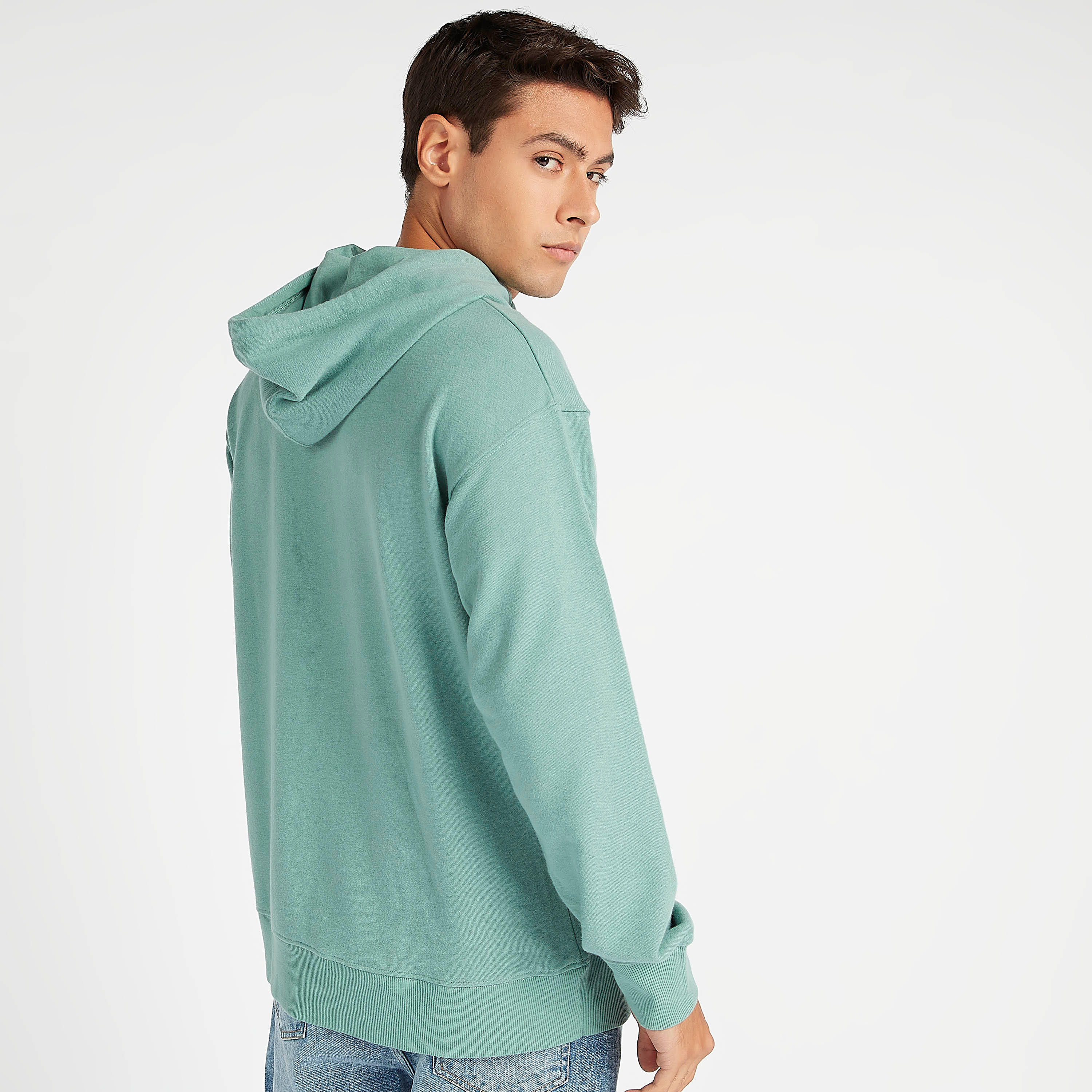 Sustainable Solid Hoodie with Long Sleeves and Kangaroo Pockets-men-winterwear-hoodiesandsweatshirts-image-4