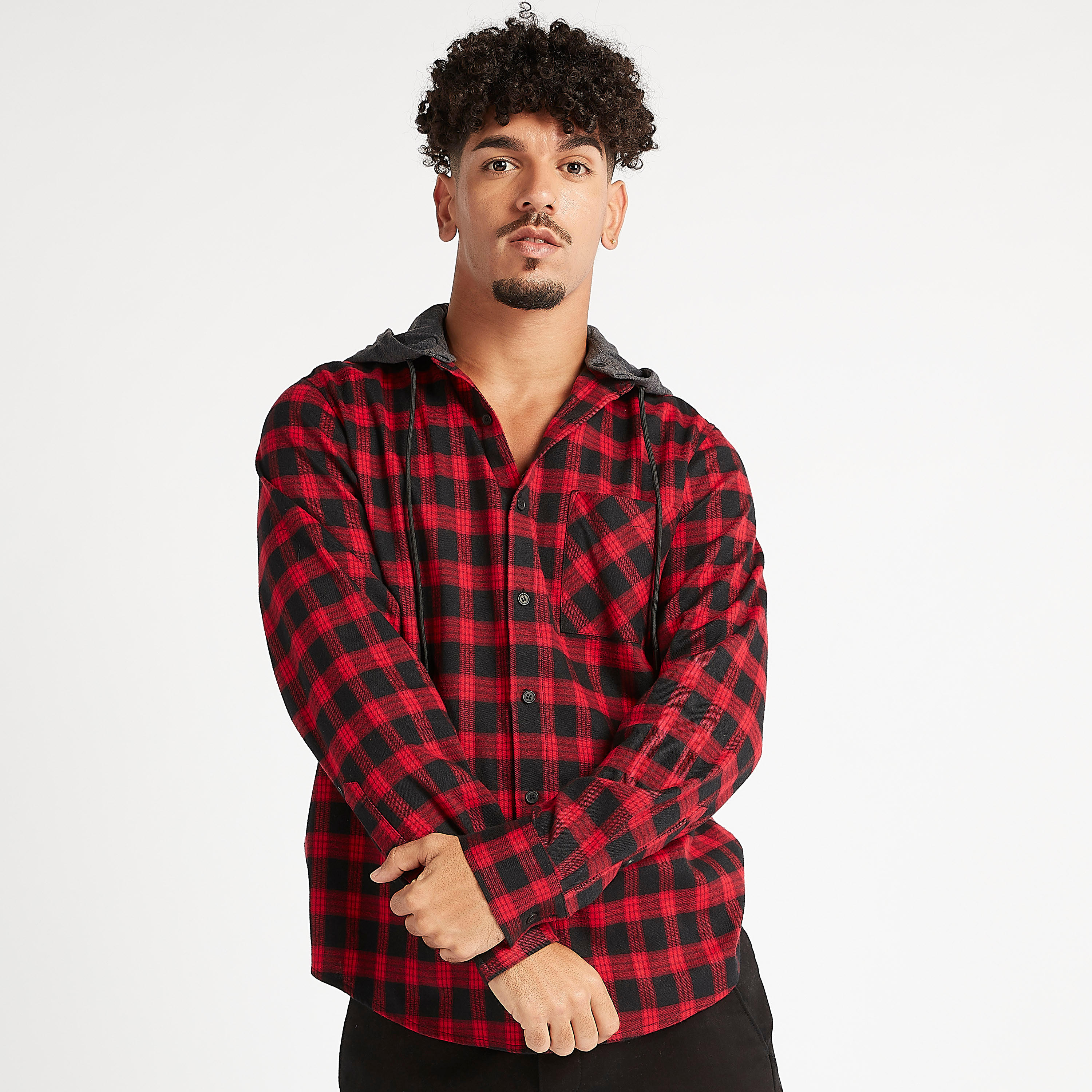 Sustainable Checked Lightweight Jacket with Hood-men-clothing-jacketsandblazers-jackets-image-1