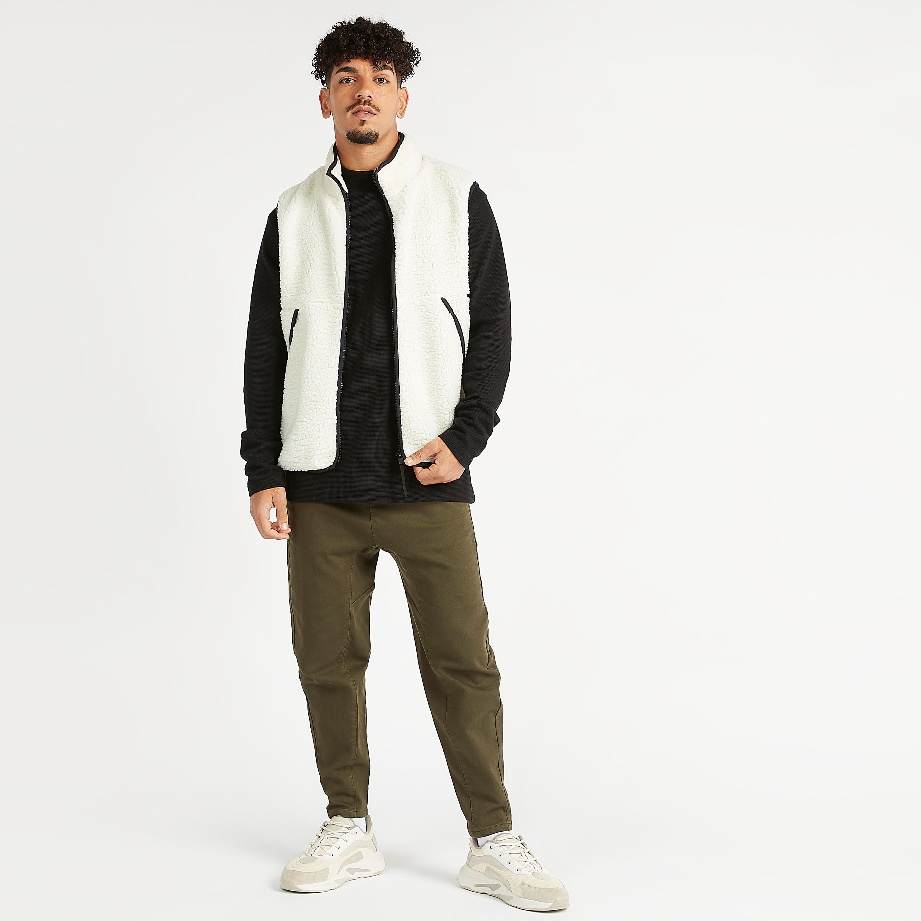 جاكيت فرو إصطناعي بارز الملمس دون أكمام مع جيوب وسحّاب إغلاق-men-clothing-jacketsandblazers-jackets-image-2