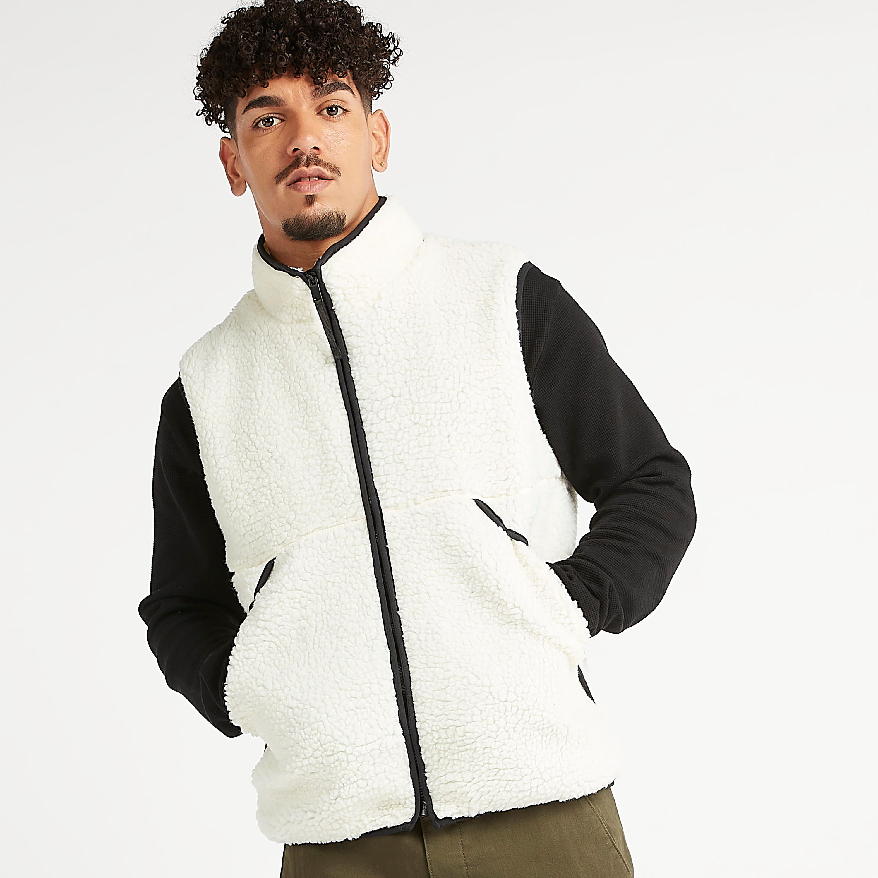 جاكيت فرو إصطناعي بارز الملمس دون أكمام مع جيوب وسحّاب إغلاق-men-clothing-jacketsandblazers-jackets-image-6