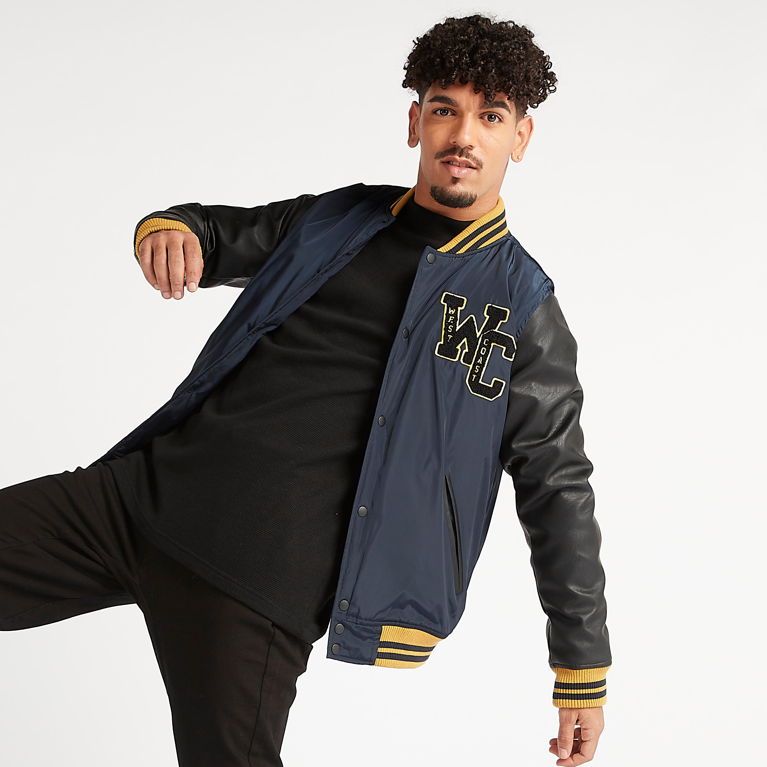 Varsity Jacket with Long Sleeves and Button Closure-men-clothing-jacketsandblazers-jackets-image-1