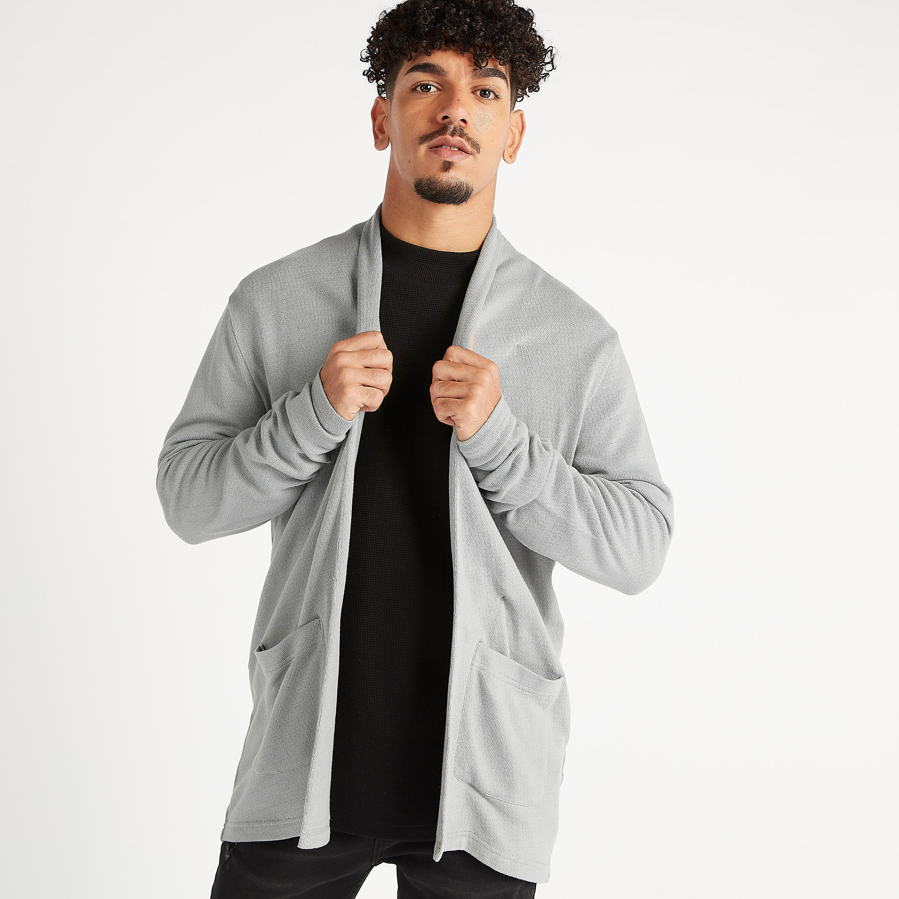 كارديجان مستدام طويل بارز الملمس مع أكمام طويلة وجيوب-men-clothing-sweatersandpullovers-image-1