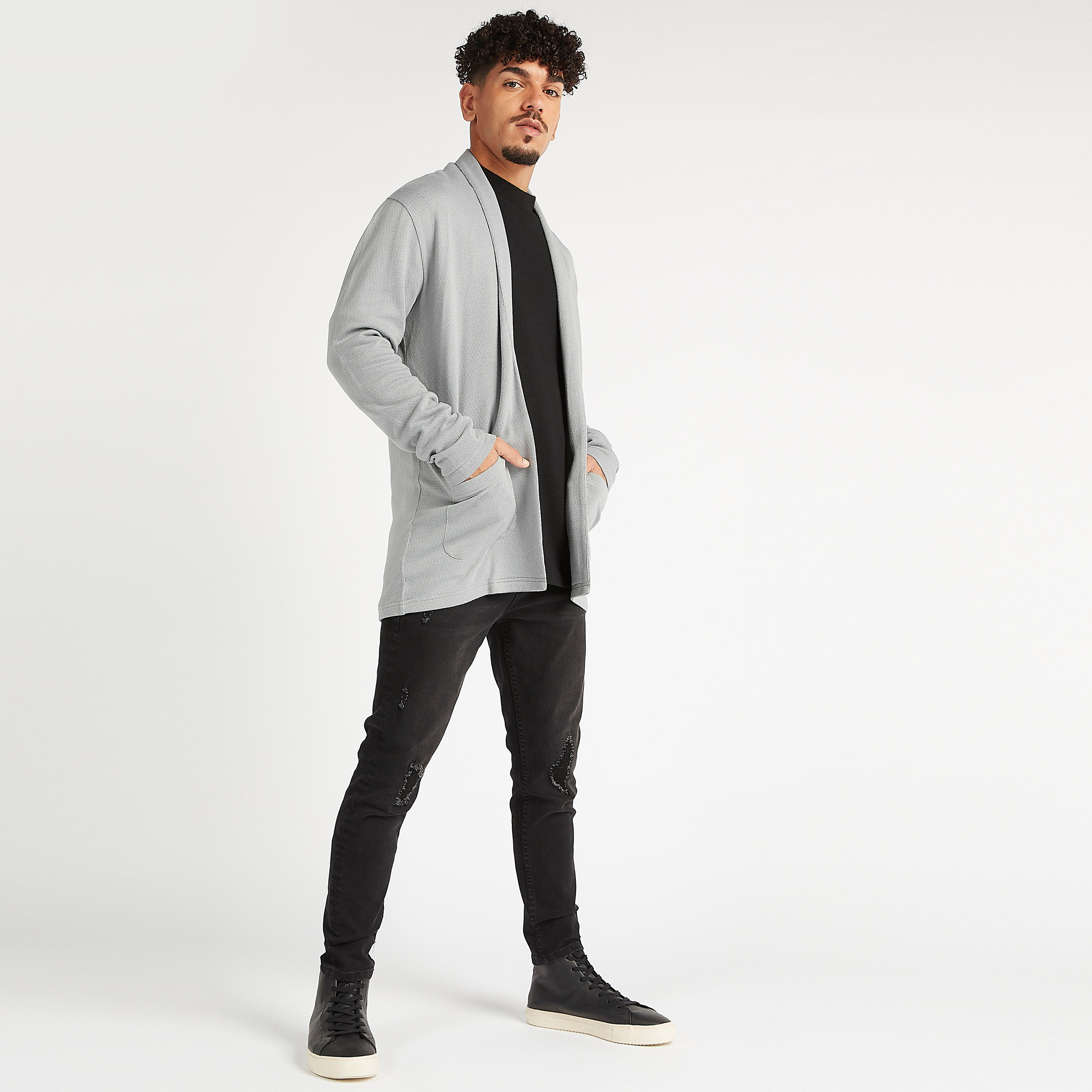 كارديجان مستدام طويل بارز الملمس مع أكمام طويلة وجيوب-men-clothing-sweatersandpullovers-image-2