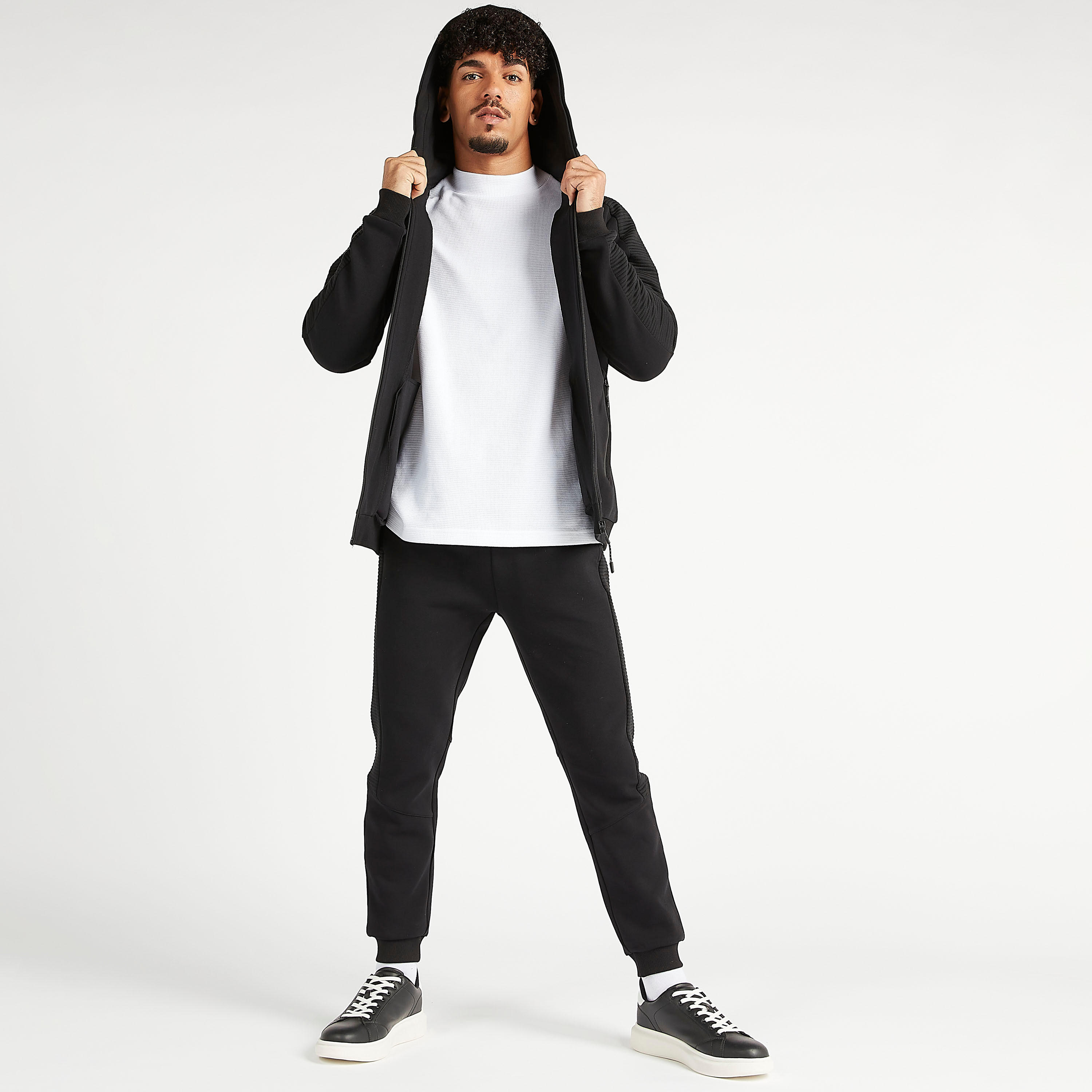 Sustainable Textured Mid-Rise Joggers with Elasticated Waistband-men-clothing-bottoms-joggers-image-2