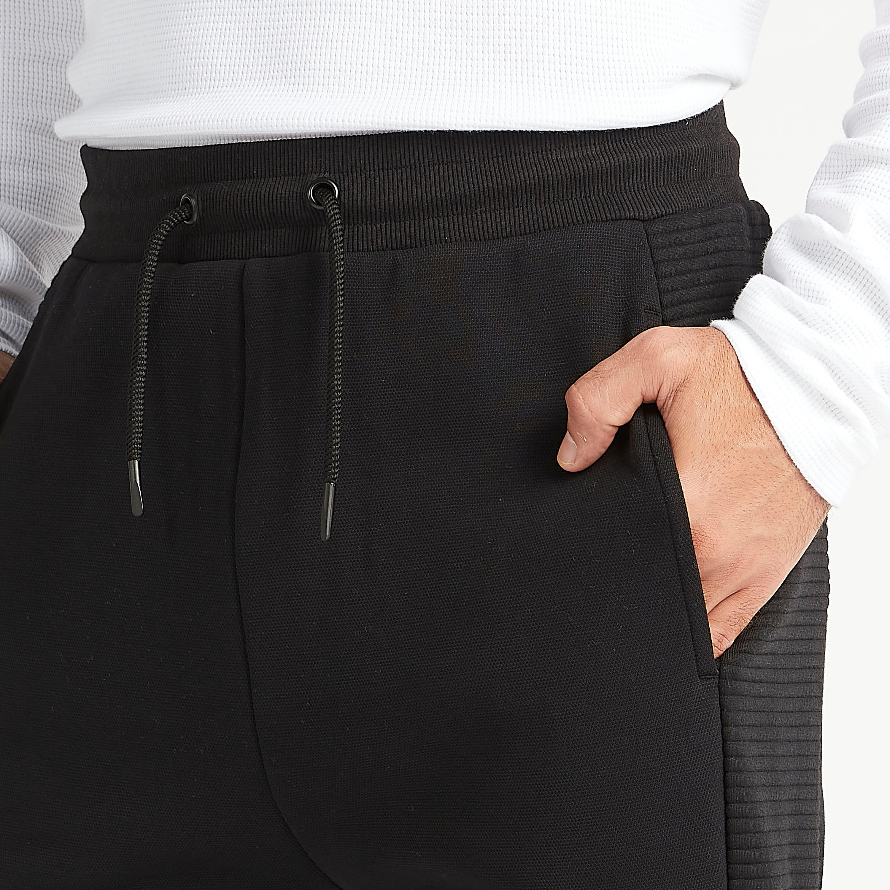 Sustainable Textured Mid-Rise Joggers with Elasticated Waistband-men-clothing-bottoms-joggers-image-3