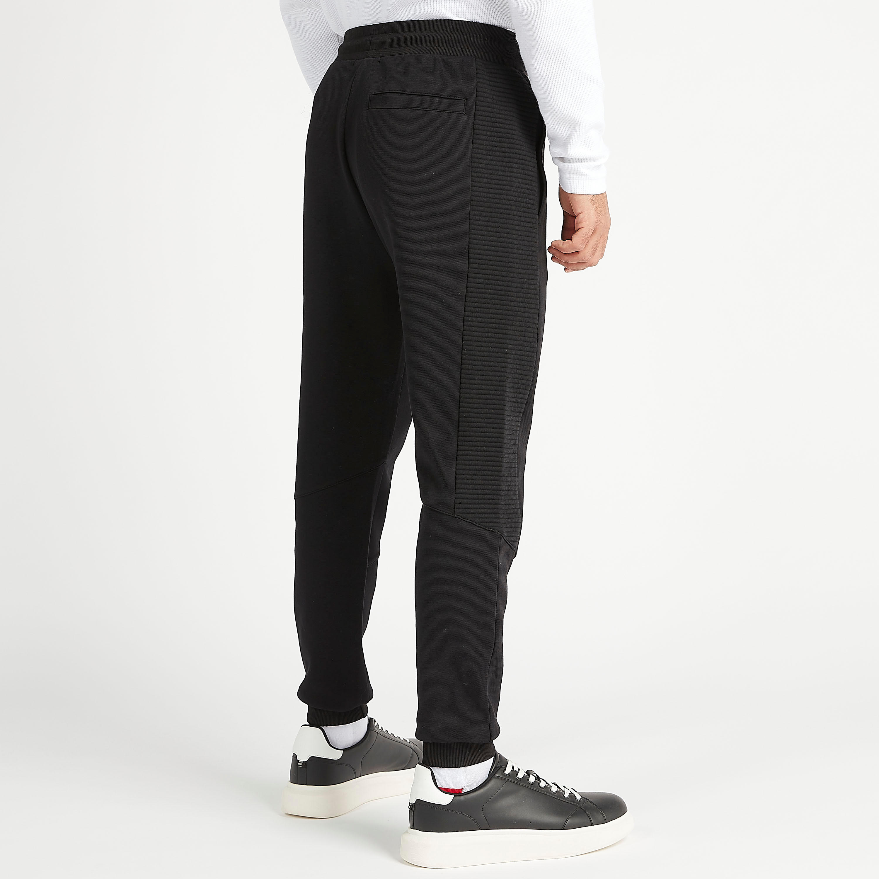 Sustainable Textured Mid-Rise Joggers with Elasticated Waistband-men-clothing-bottoms-joggers-image-4