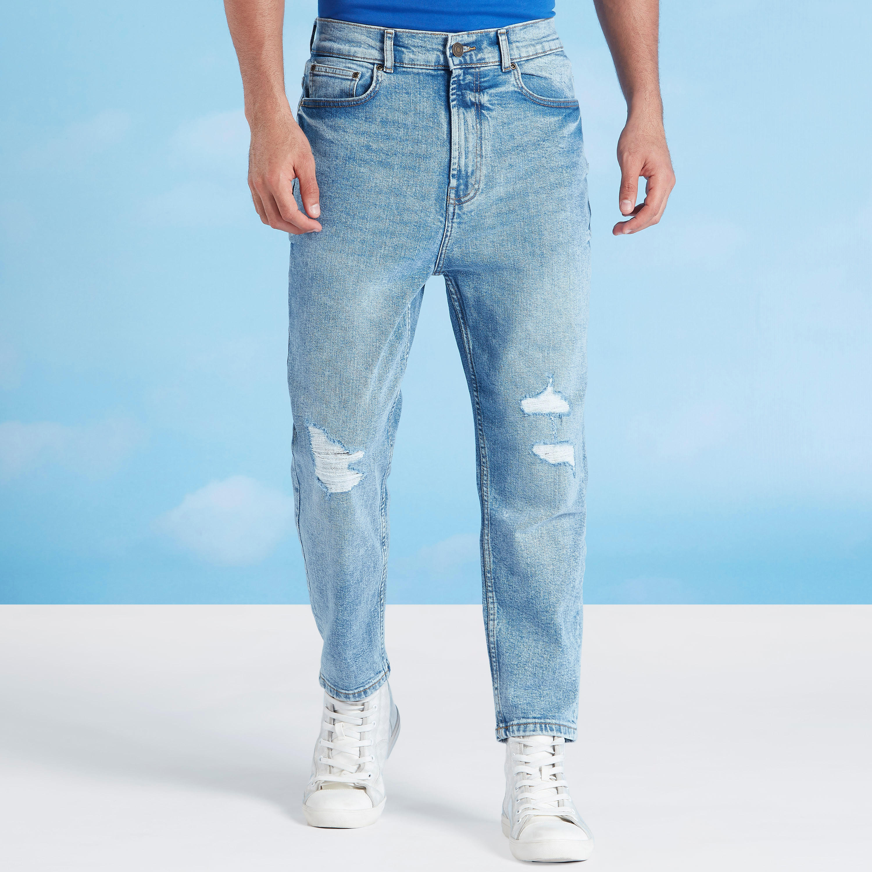 Sustainable Mid-Rise Relaxed Fit Distressed Denim Jeans-men-clothing-bottoms-jeans-image-1
