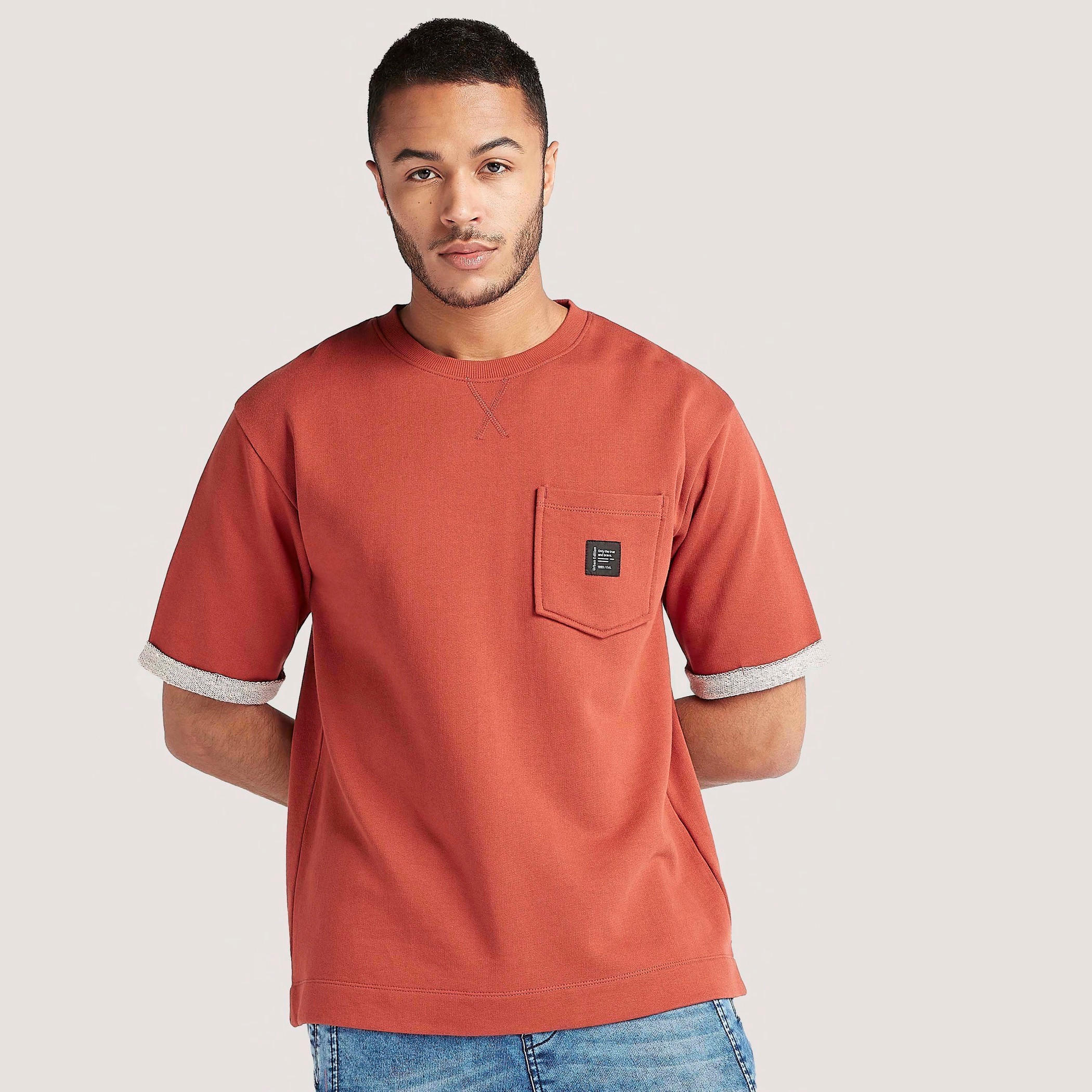 Solid T-shirt with Chest Pocket and Crew Neck-men-clothing-tshirtsandpolos-tshirts-image-1