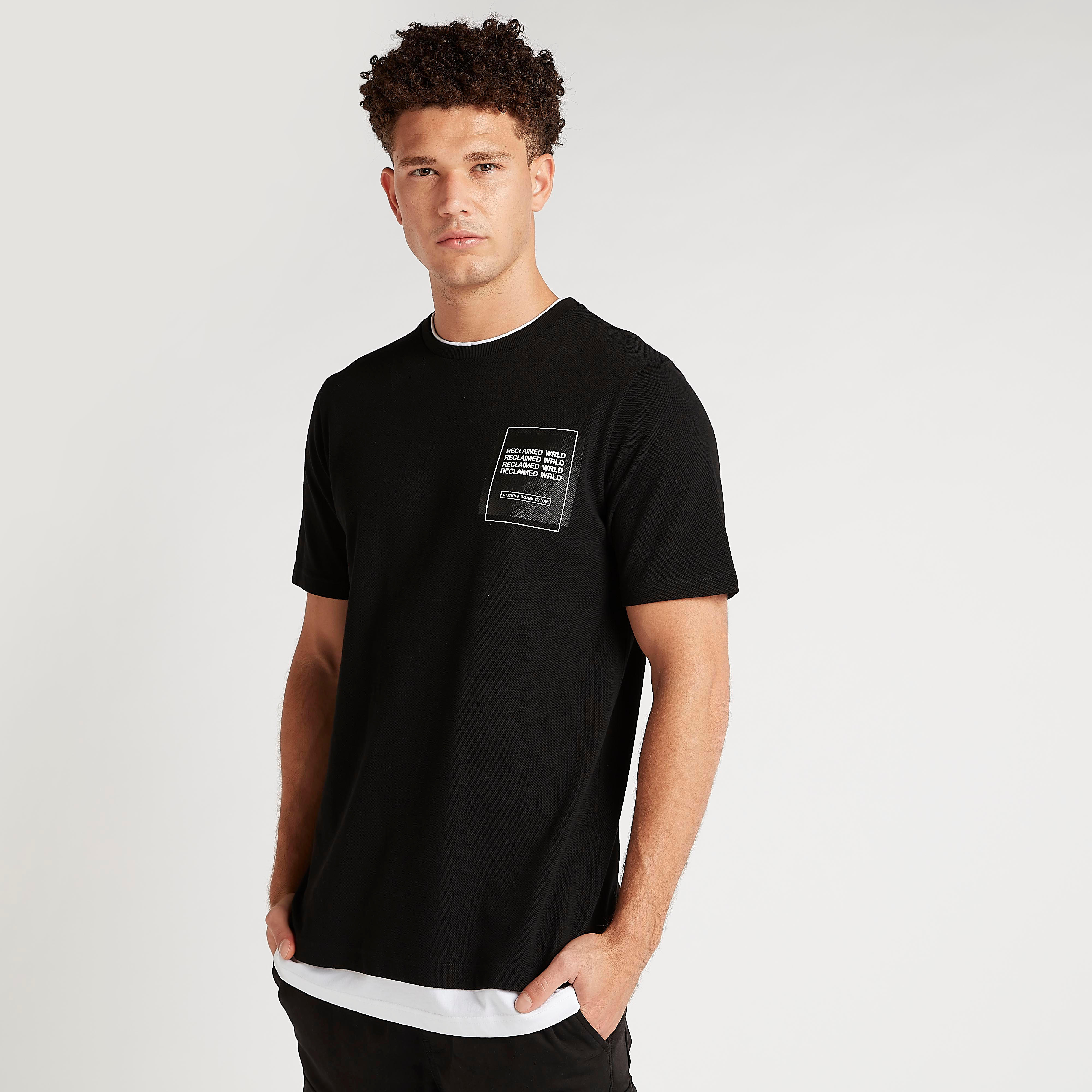 Printed Crew Neck Layered T-shirt with Short Sleeves-men-clothing-tshirtsandpolos-tshirts-image-1