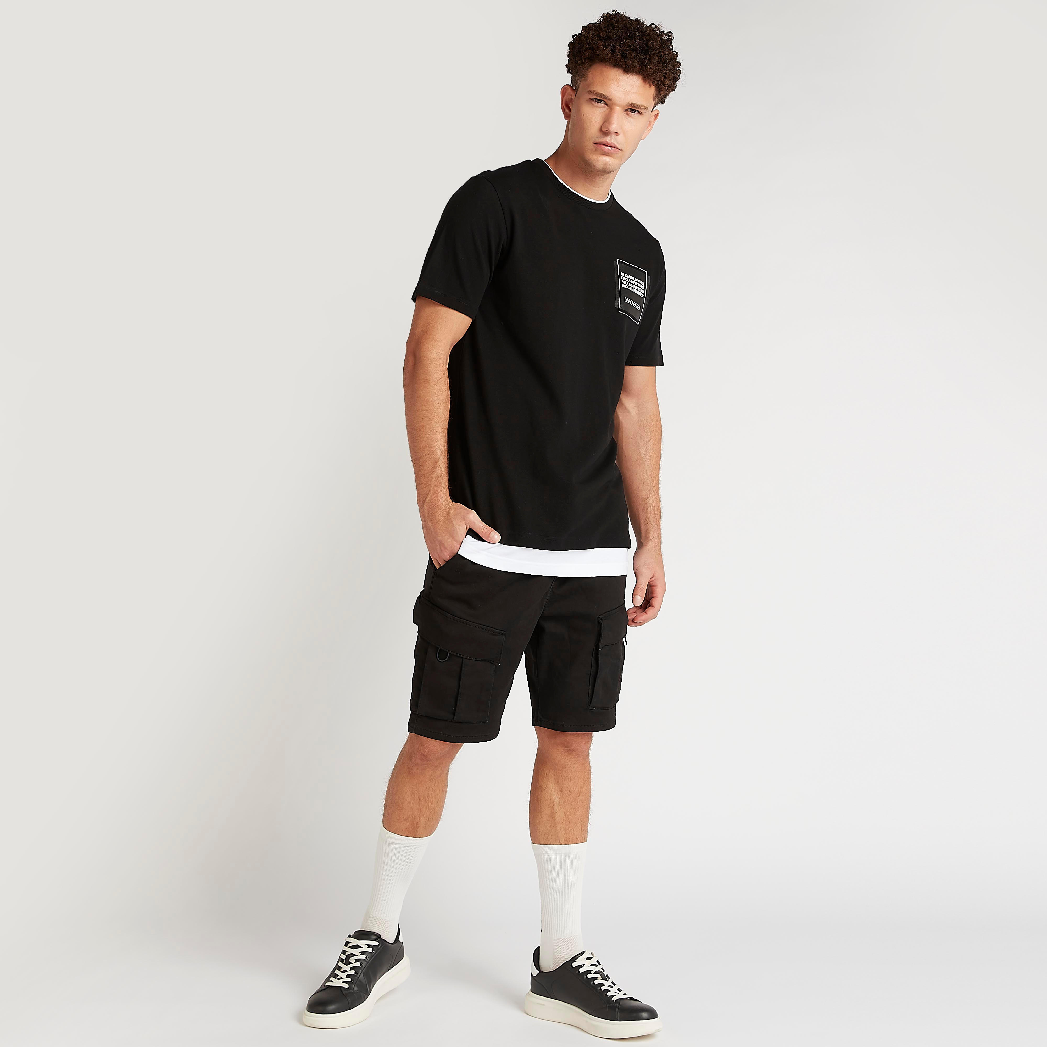 Printed Crew Neck Layered T-shirt with Short Sleeves-men-clothing-tshirtsandpolos-tshirts-image-2
