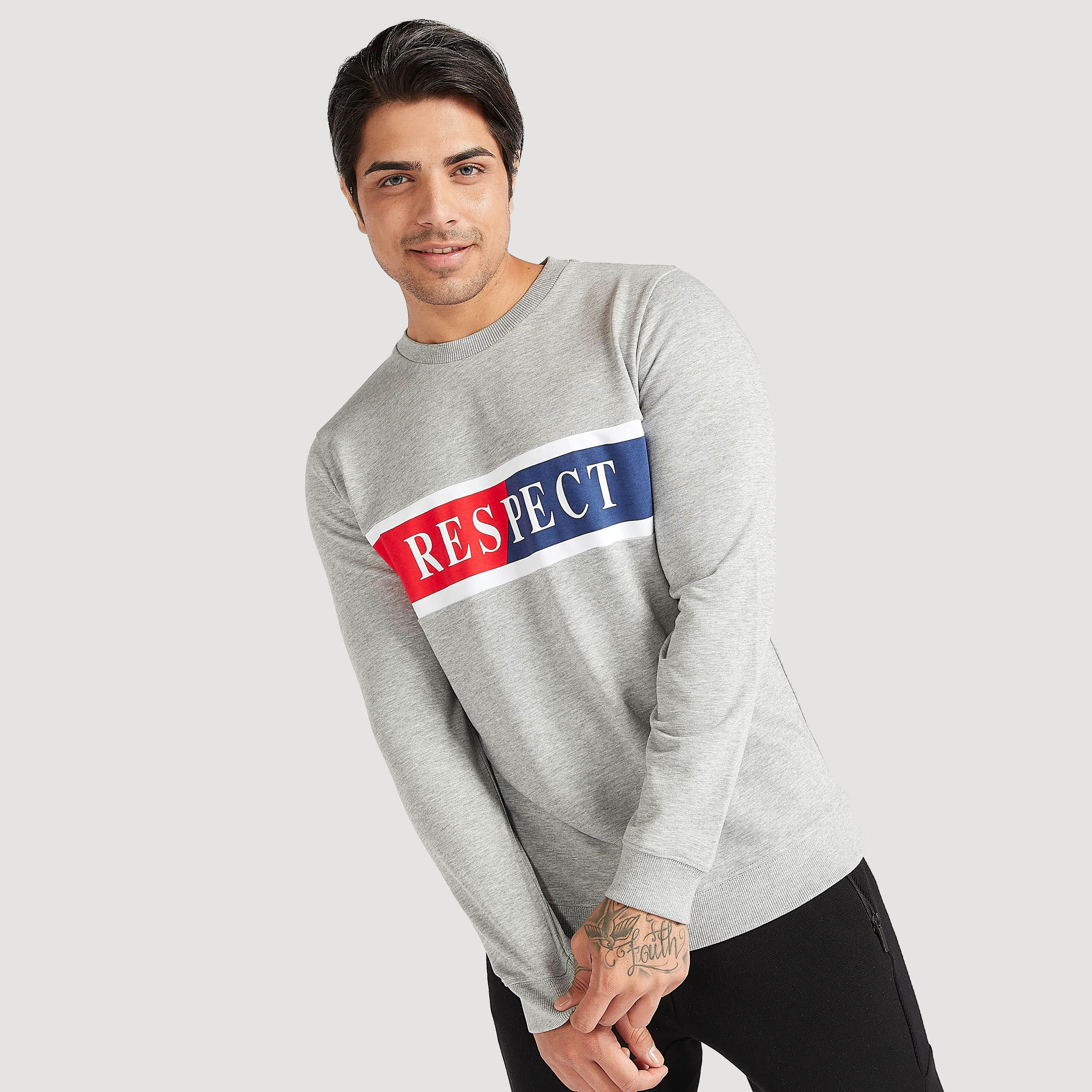 Printed Crew Neck Sweatshirt with Long Sleeves-men-winterwear-hoodiesandsweatshirts-image-1