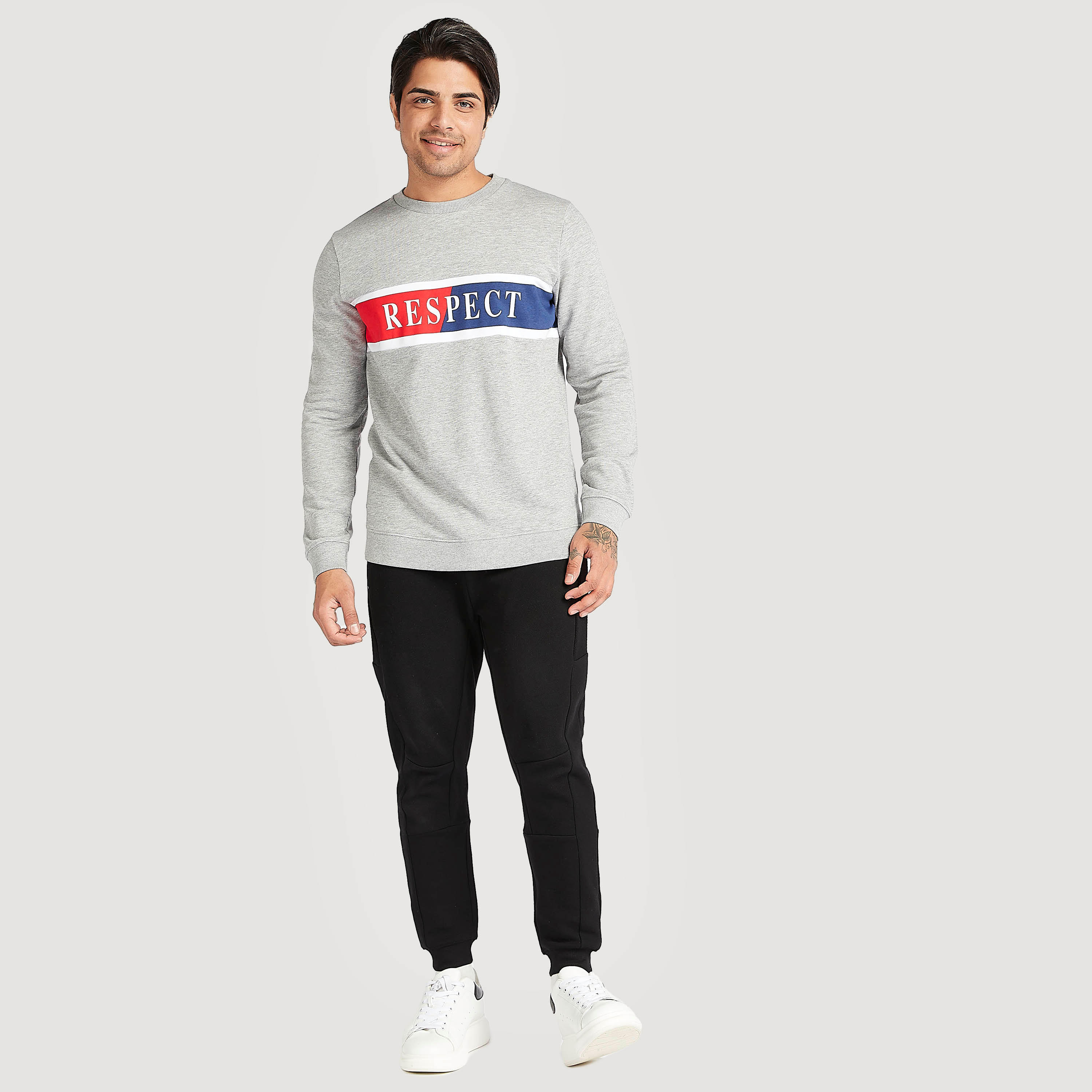 Printed Crew Neck Sweatshirt with Long Sleeves-men-winterwear-hoodiesandsweatshirts-image-2