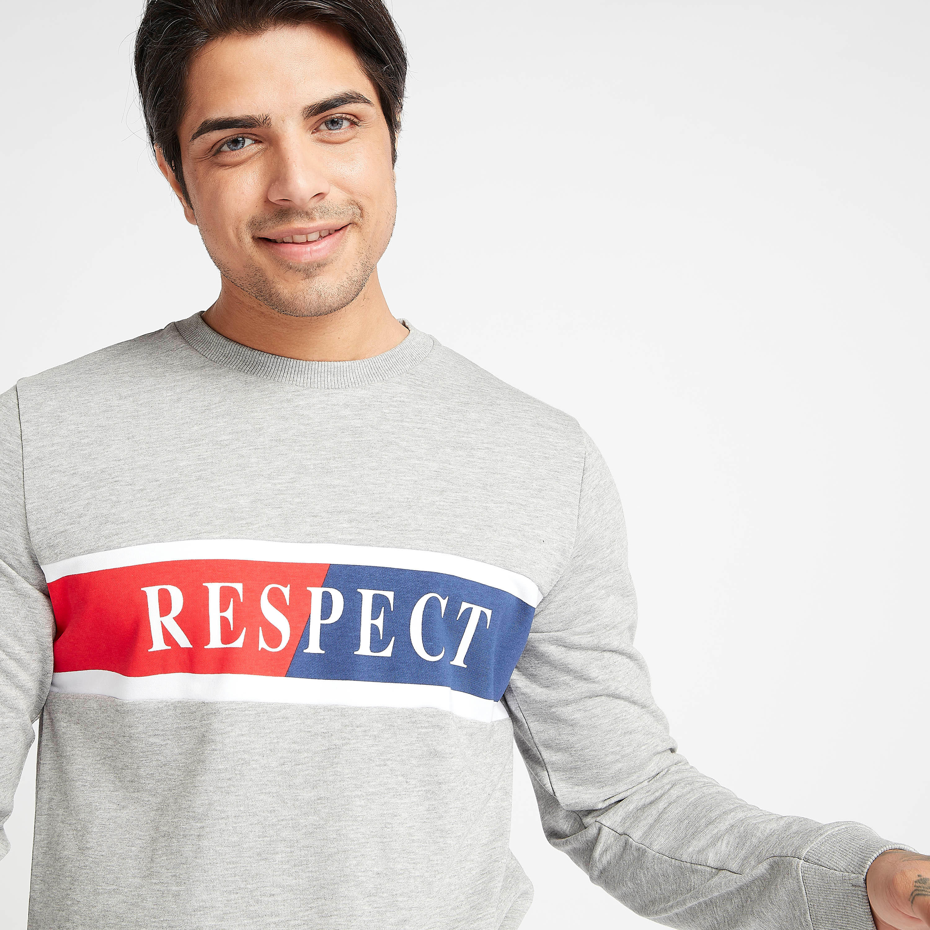 Printed Crew Neck Sweatshirt with Long Sleeves-men-winterwear-hoodiesandsweatshirts-image-5