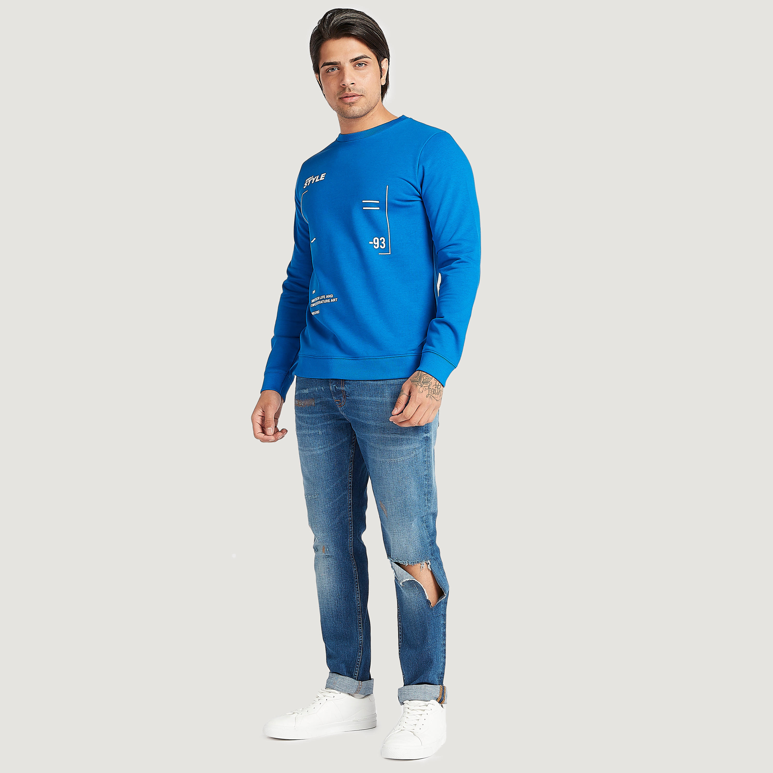 Printed Crew Neck Sweatshirt with Long Sleeves-men-winterwear-hoodiesandsweatshirts-image-2