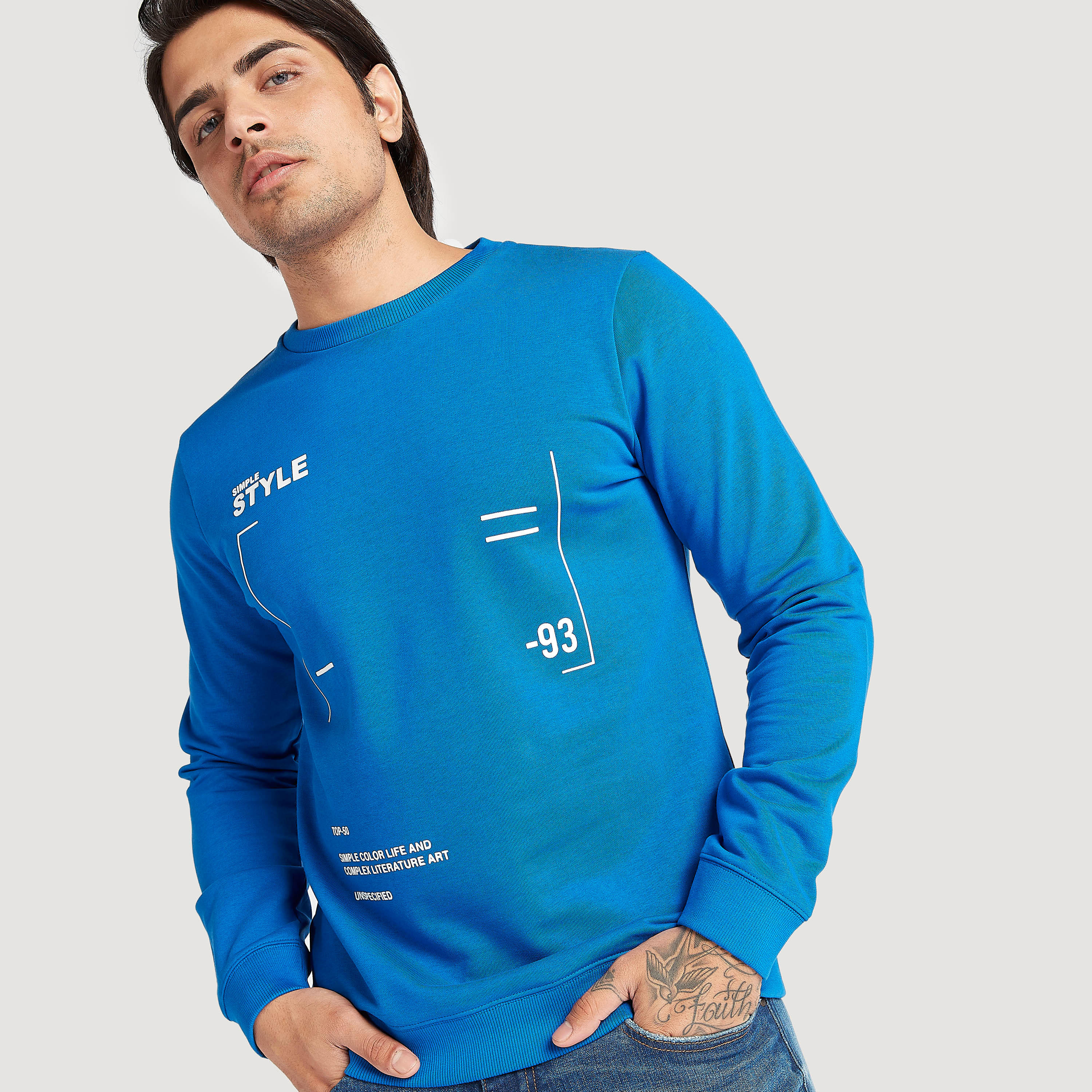 Printed Crew Neck Sweatshirt with Long Sleeves-men-winterwear-hoodiesandsweatshirts-image-5