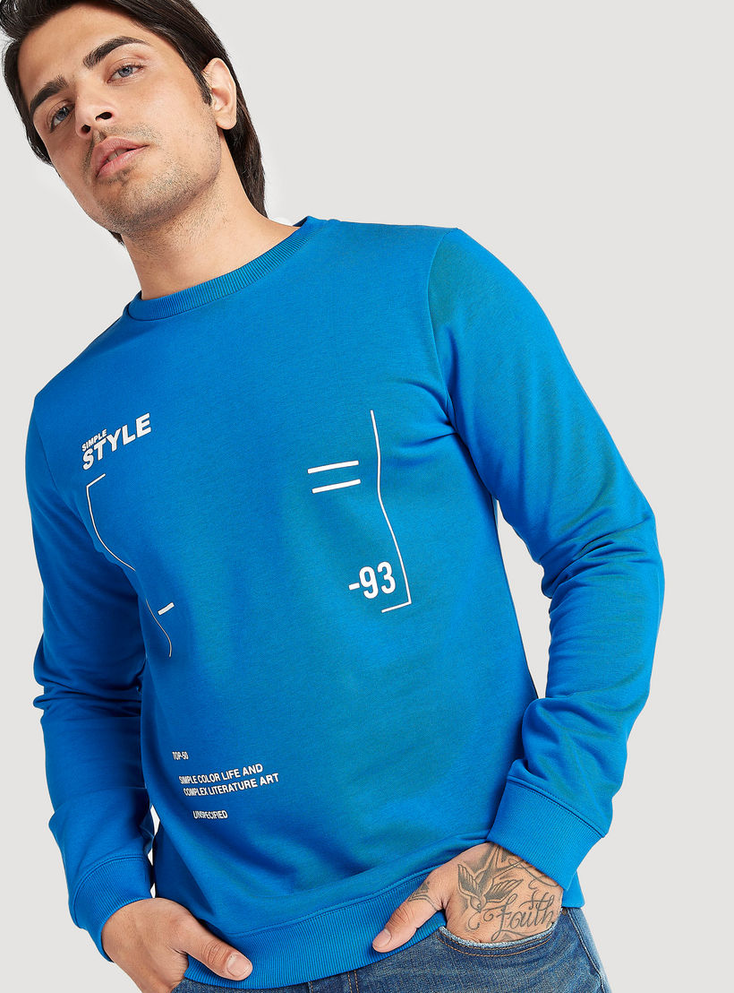 Printed Crew Neck Sweatshirt with Long Sleeves-men-winterwear-hoodiesandsweatshirts-image-5