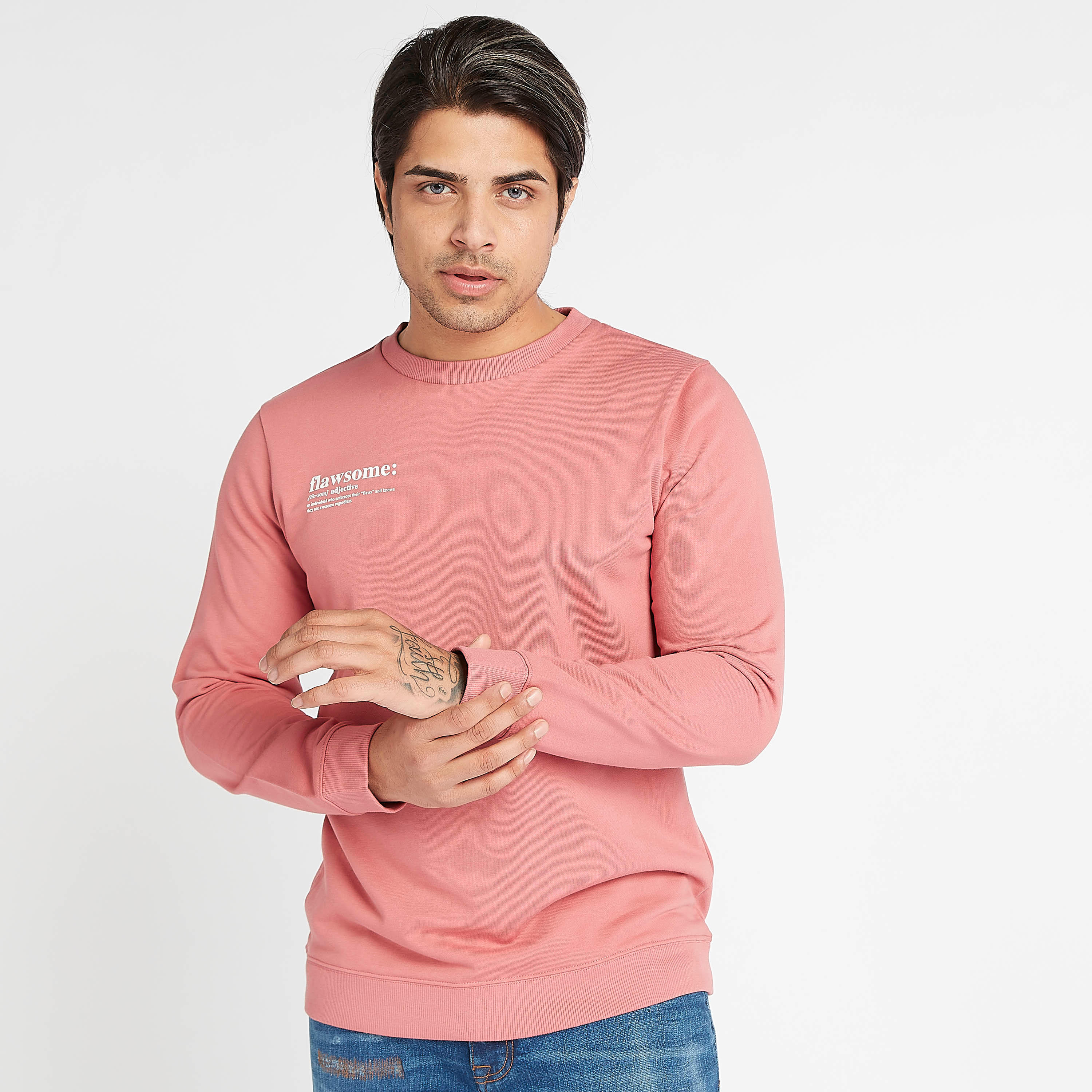 Printed Crew Neck Sweatshirt with Long Sleeves-men-winterwear-hoodiesandsweatshirts-image-1
