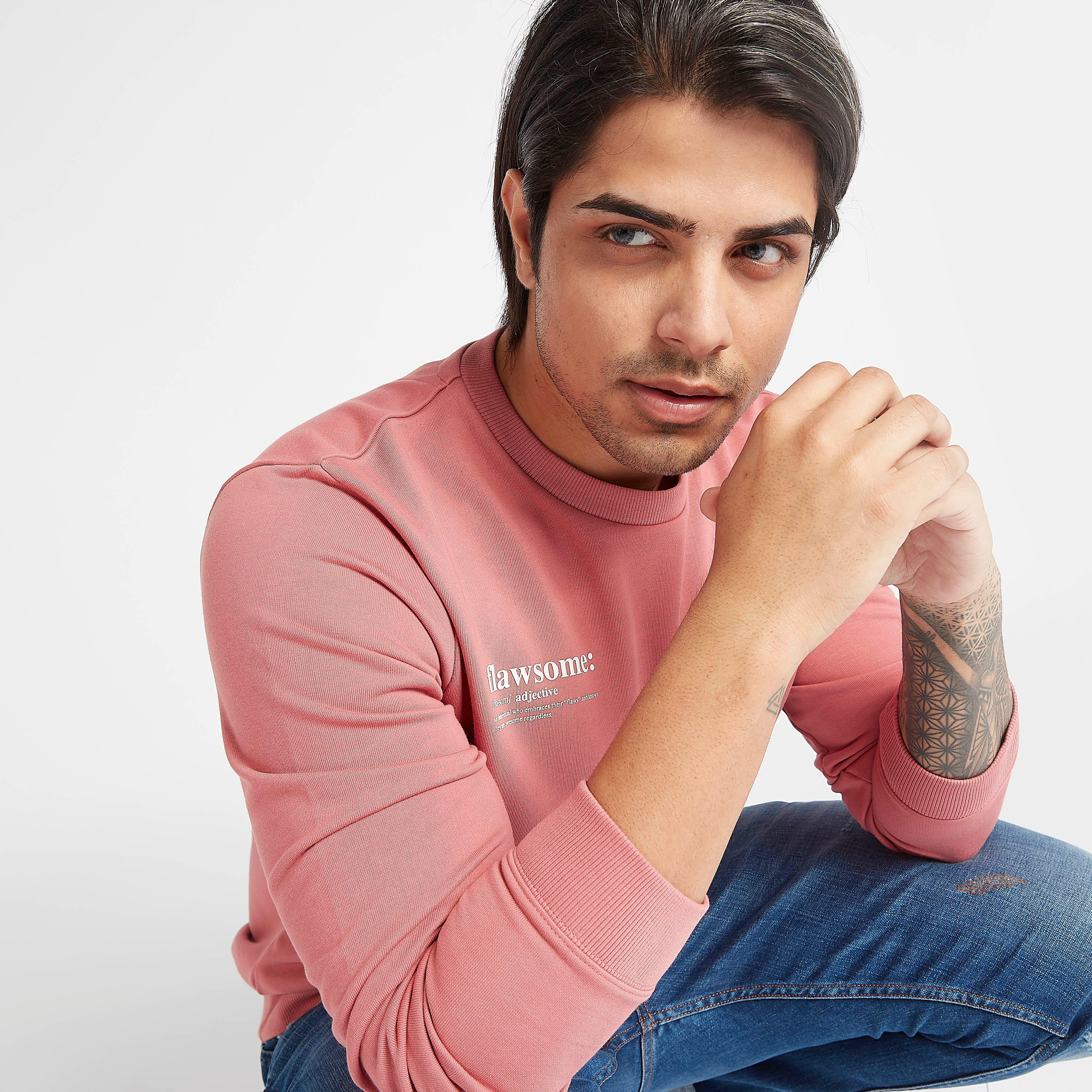 Printed Crew Neck Sweatshirt with Long Sleeves-men-winterwear-hoodiesandsweatshirts-image-3
