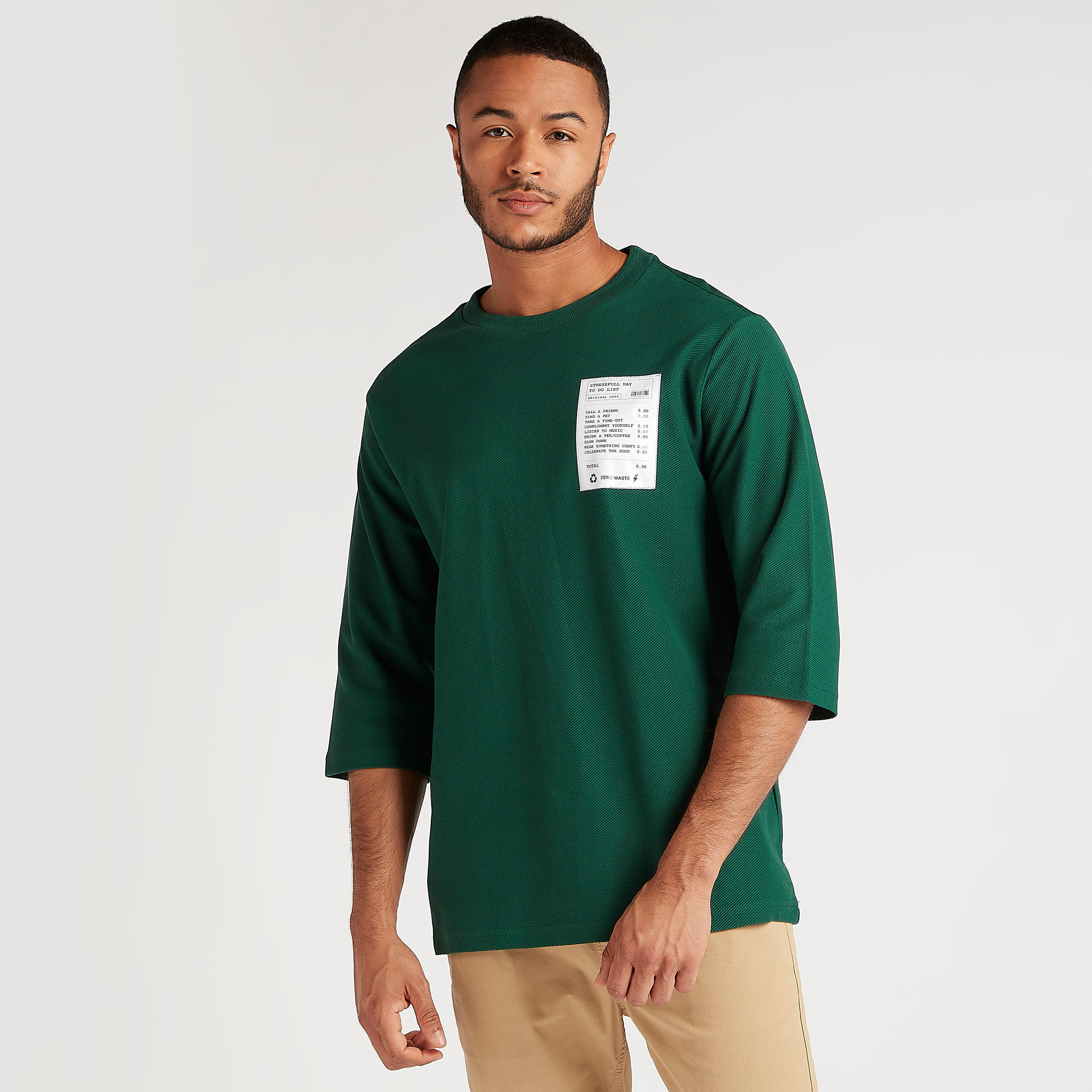Printed Crew Neck T-shirt with 3/4 Sleeves-men-clothing-tshirtsandpolos-tshirts-image-1