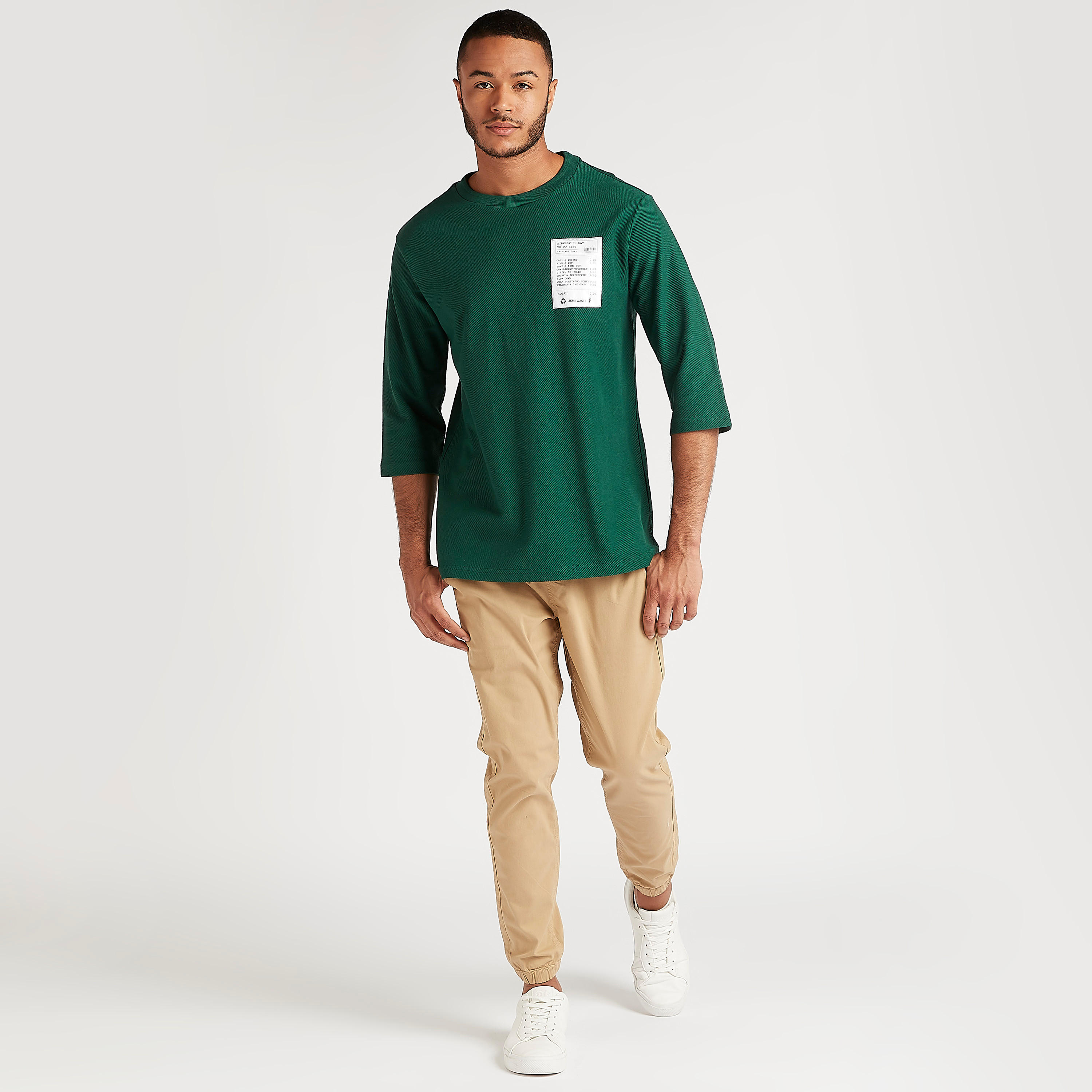Printed Crew Neck T-shirt with 3/4 Sleeves-men-clothing-tshirtsandpolos-tshirts-image-2