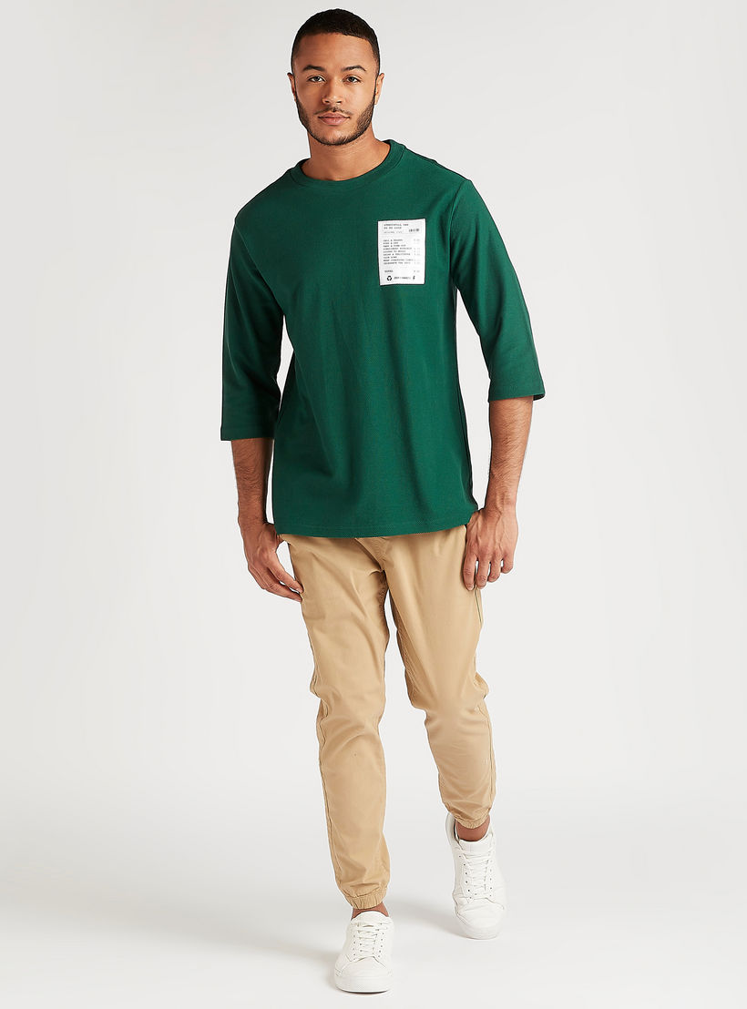 Printed Crew Neck T-shirt with 3/4 Sleeves-men-clothing-tshirtsandpolos-tshirts-image-2