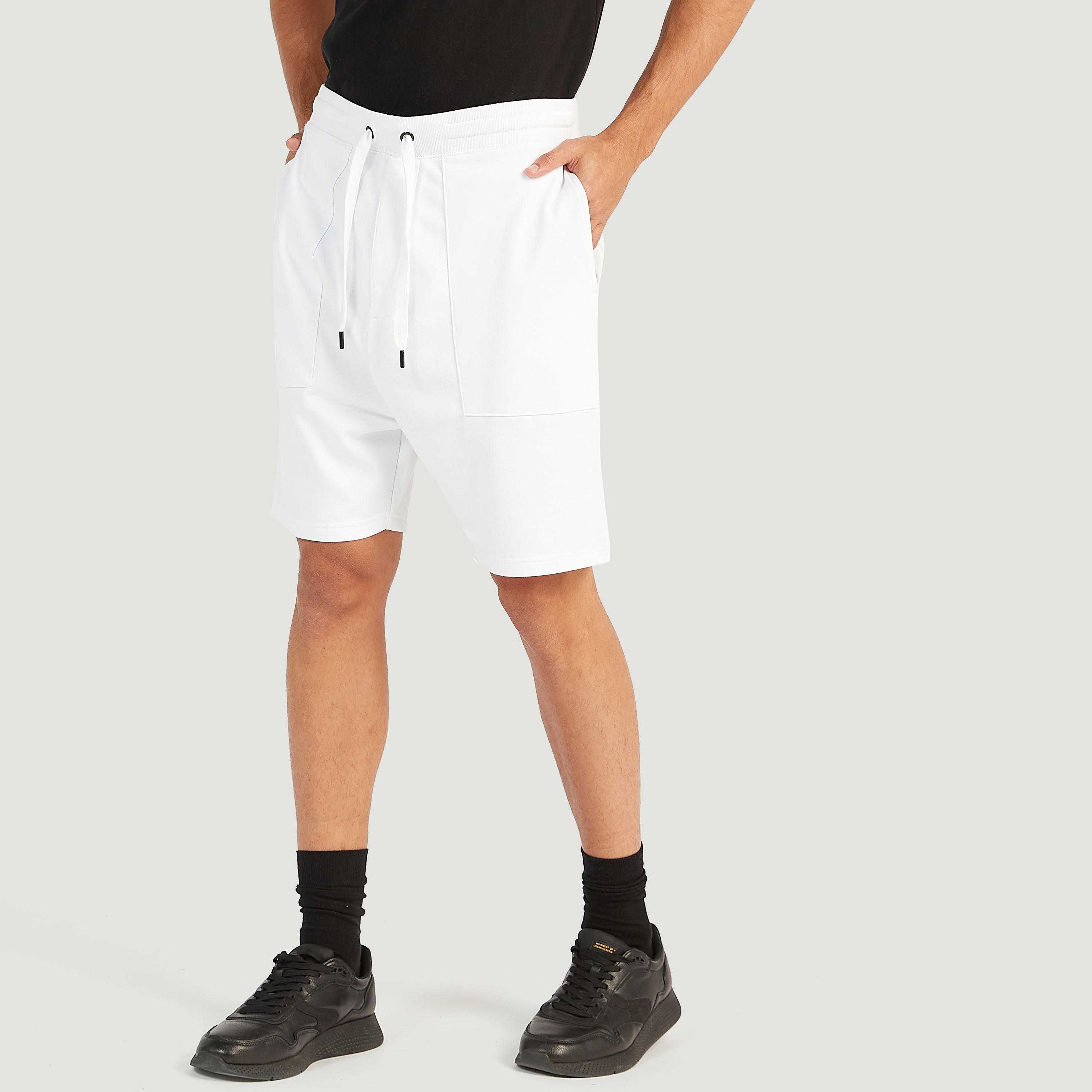 Solid Shorts with Drawstring Closure and Pockets-men-clothing-bottoms-shorts-image-1