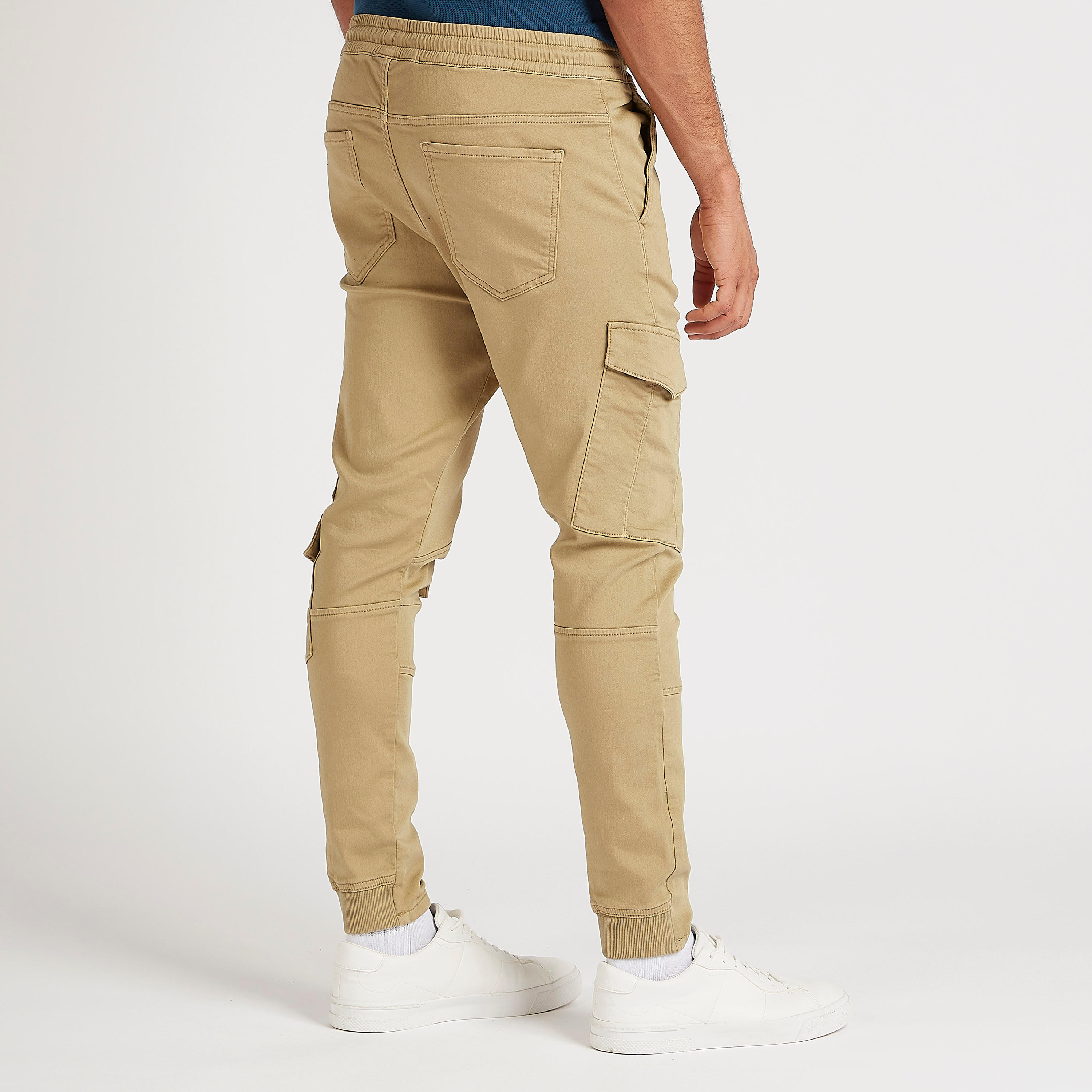 Solid Cargo Pants with Drawstring Closure-men-clothing-bottoms-joggers-image-4
