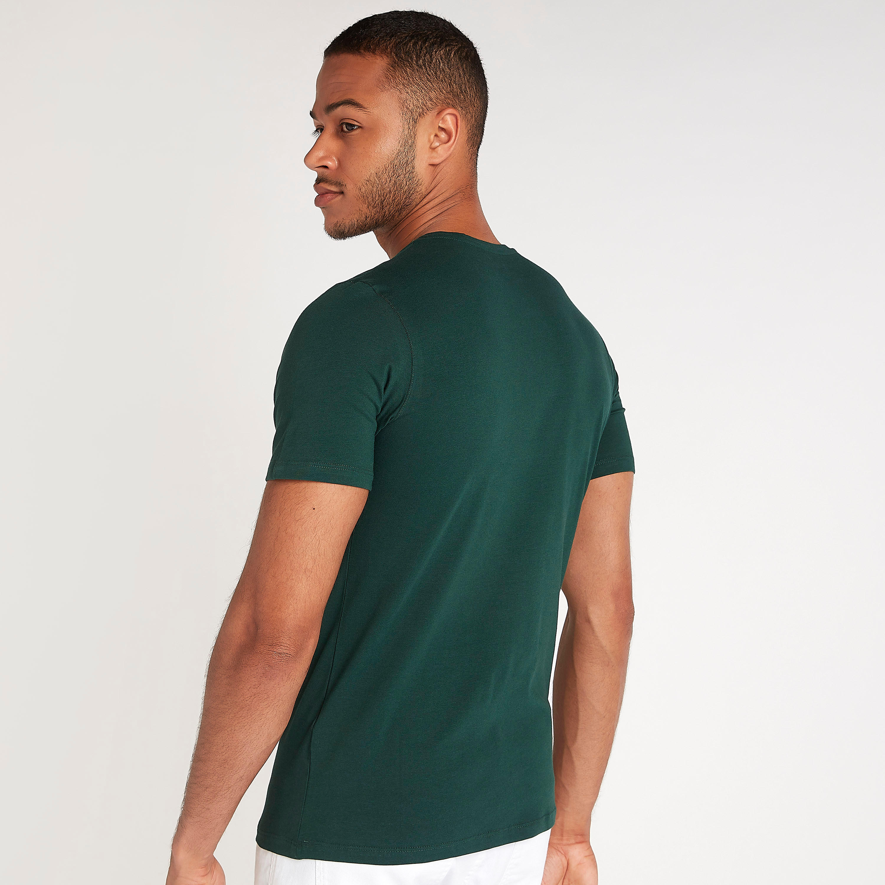 Solid V-neck T-shirt with Short Sleeves-men-clothing-tshirtsandpolos-tshirts-image-4
