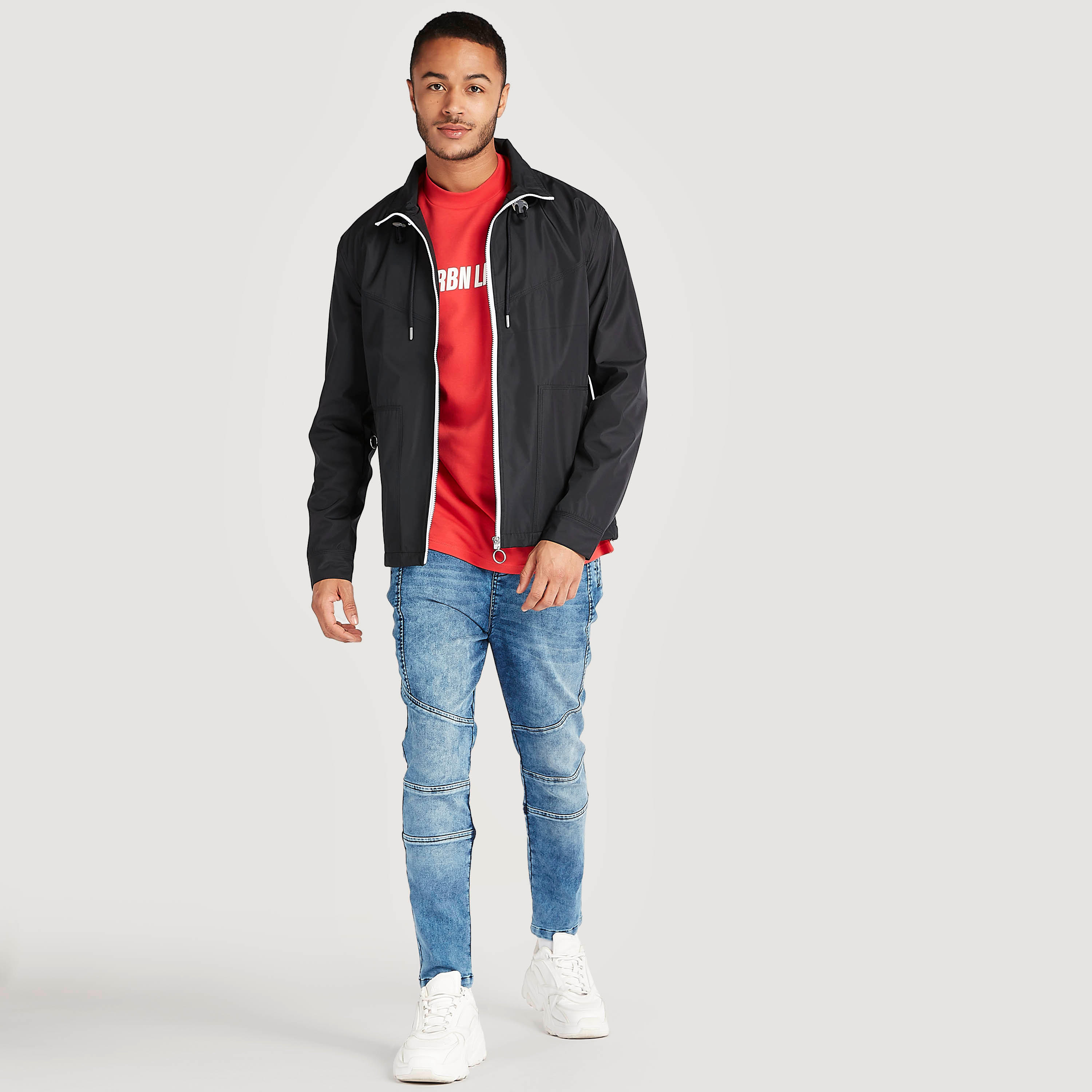 Solid Zip Through Lightweight Jacket with Long Sleeves and Pockets-men-clothing-jacketsandblazers-jackets-image-2
