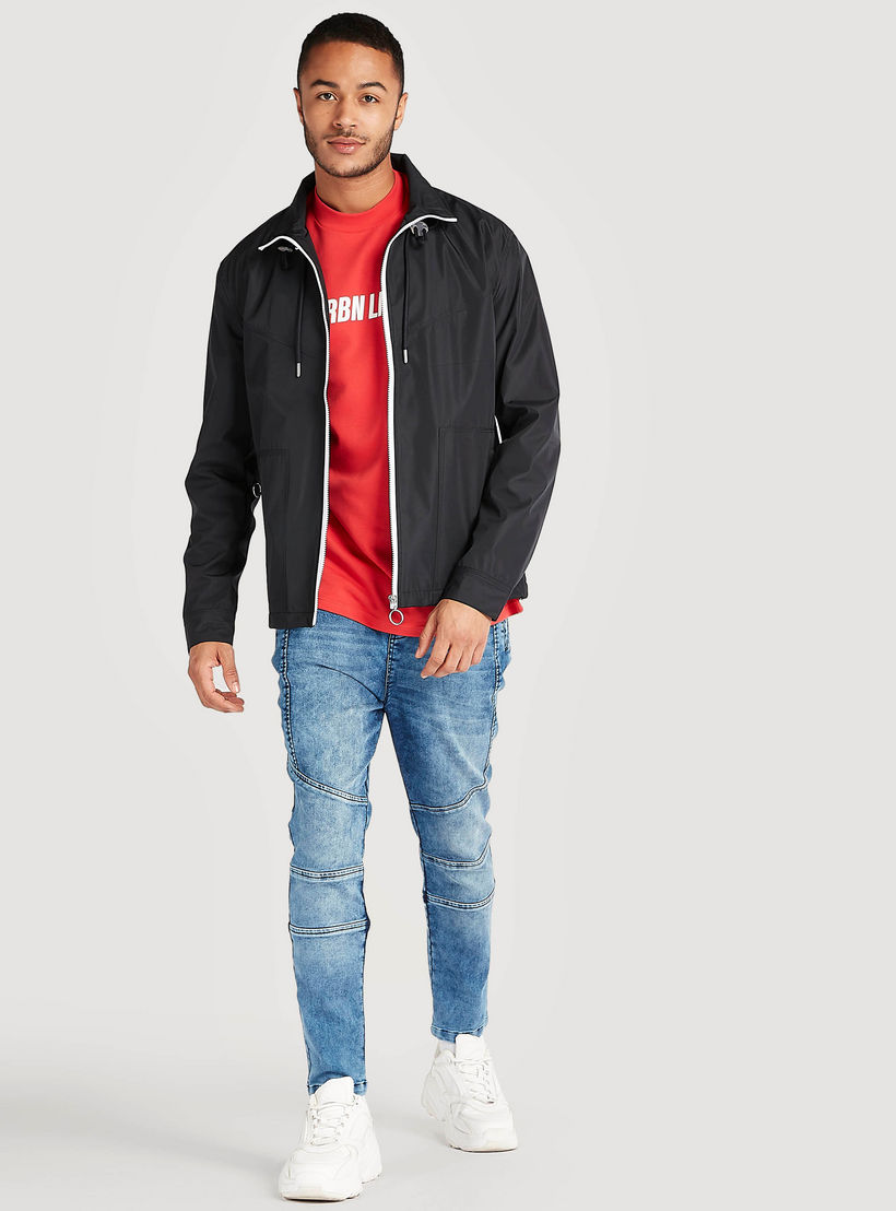Solid Zip Through Lightweight Jacket with Long Sleeves and Pockets-men-clothing-jacketsandblazers-jackets-image-2