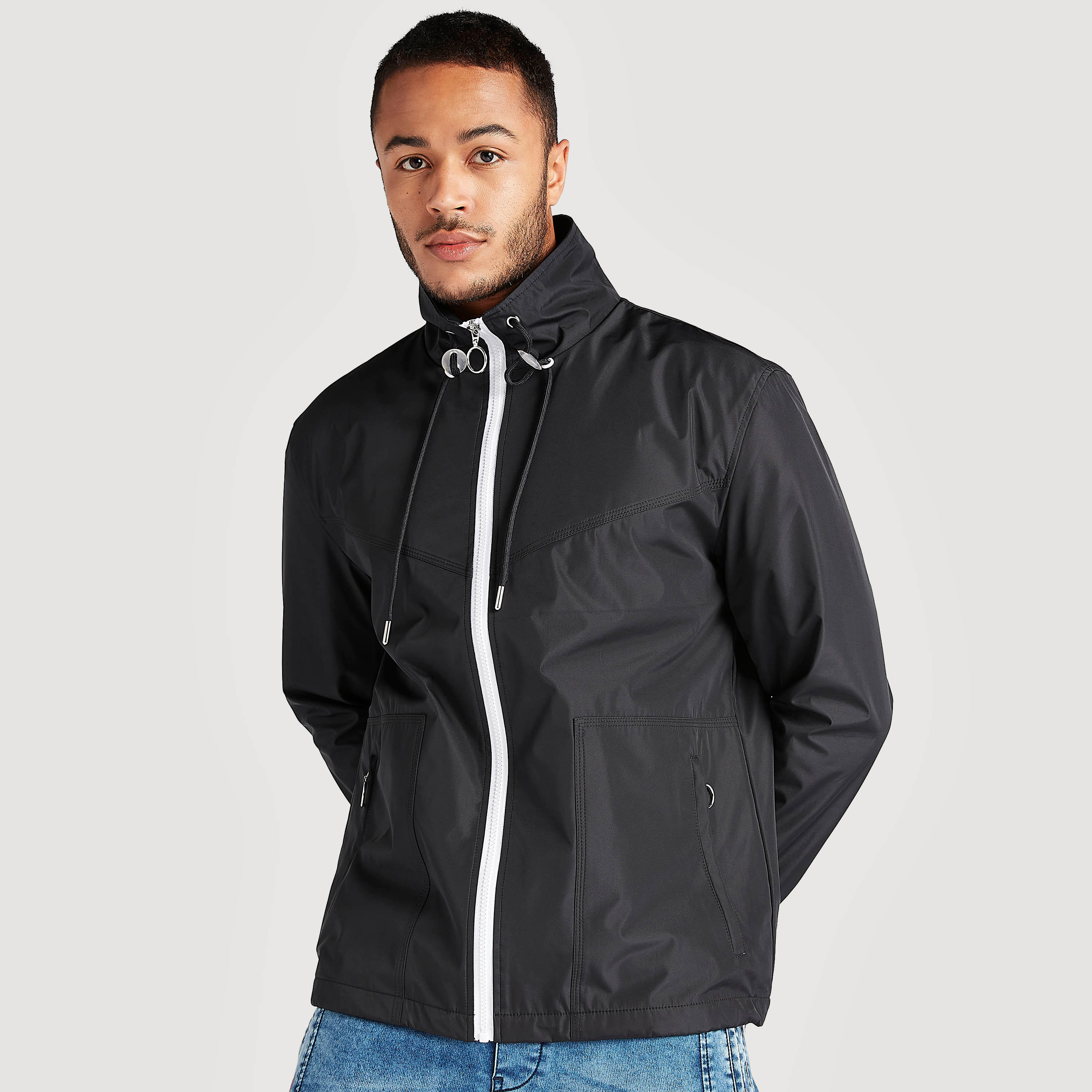 Solid Zip Through Lightweight Jacket with Long Sleeves and Pockets-men-clothing-jacketsandblazers-jackets-image-5
