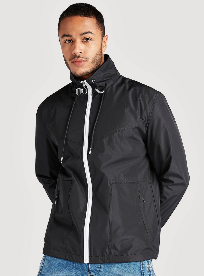 Solid Zip Through Lightweight Jacket with Long Sleeves and Pockets-men-clothing-jacketsandblazers-jackets-image-5