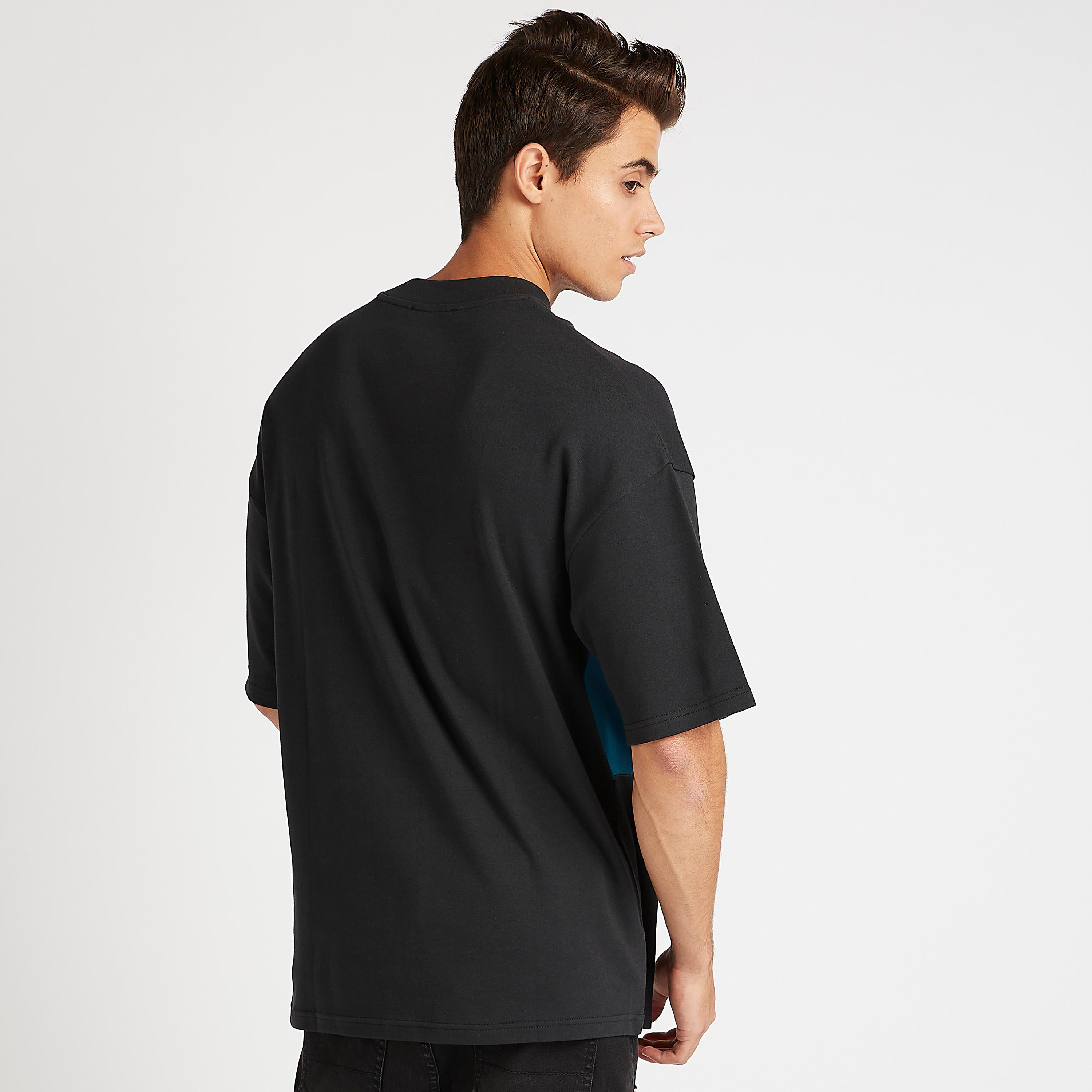 Printed T-shirt with High Neck and Short Sleeves-men-clothing-tshirtsandpolos-tshirts-image-4