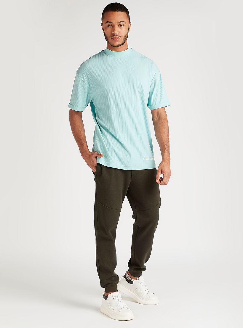 Textured Crew Neck T-shirt with Short Sleeves-men-clothing-tshirtsandpolos-tshirts-image-2