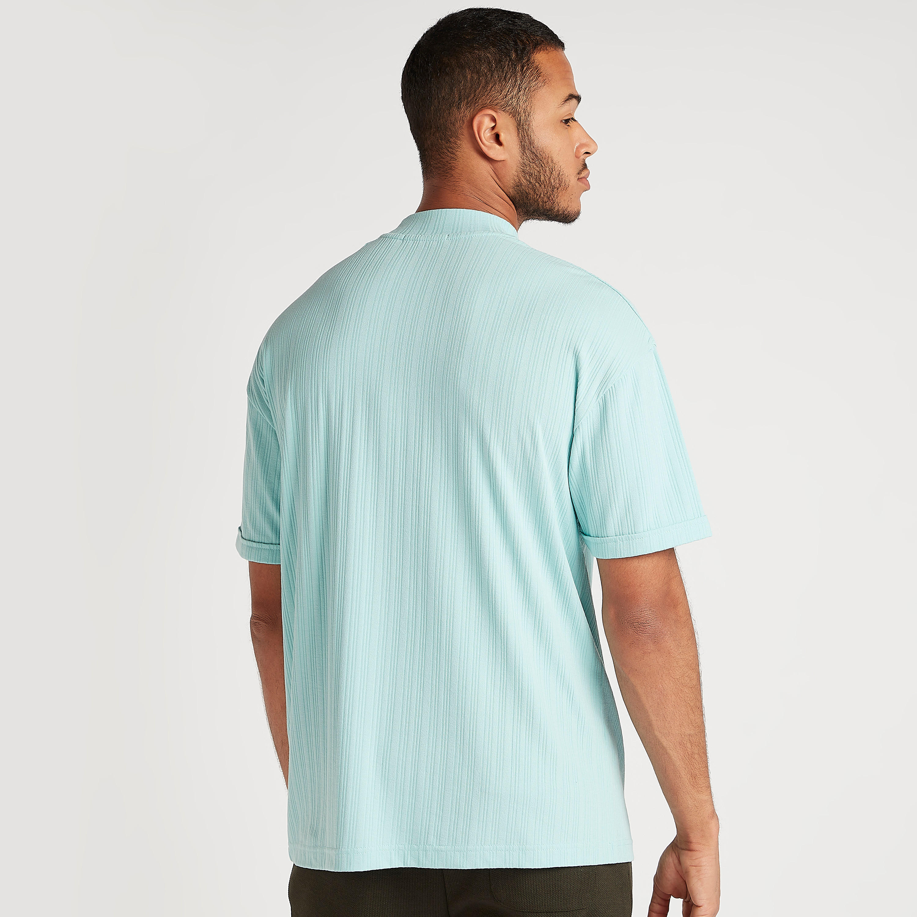 Textured Crew Neck T-shirt with Short Sleeves-men-clothing-tshirtsandpolos-tshirts-image-4