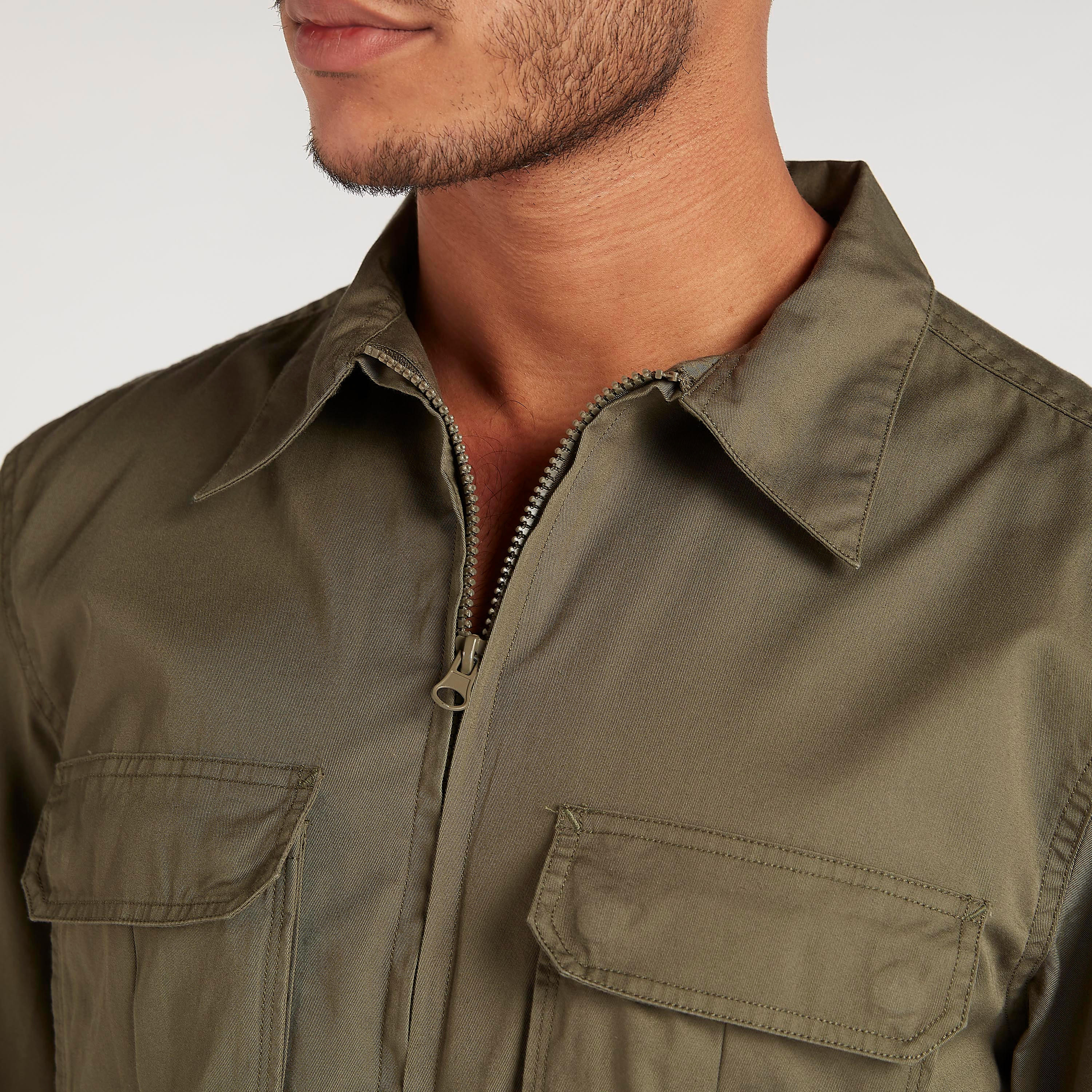 Solid Zip Through Shirt with Flap Pockets and Long Sleeves-men-clothing-shirts-image-6
