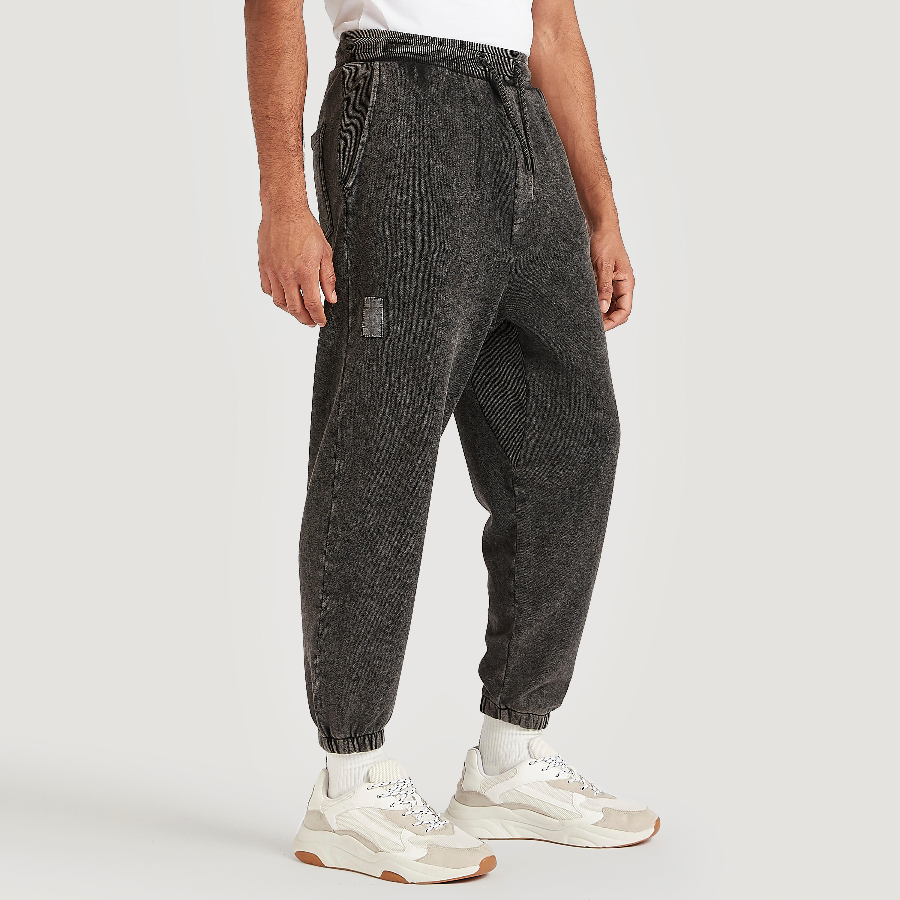 Solid Mid-Rise Cuffed Joggers with Drawstring Closure-men-clothing-bottoms-joggers-image-1