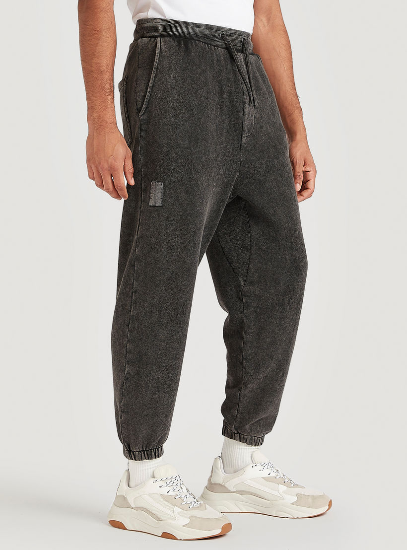 Solid Mid-Rise Cuffed Joggers with Drawstring Closure-men-clothing-bottoms-joggers-image-1
