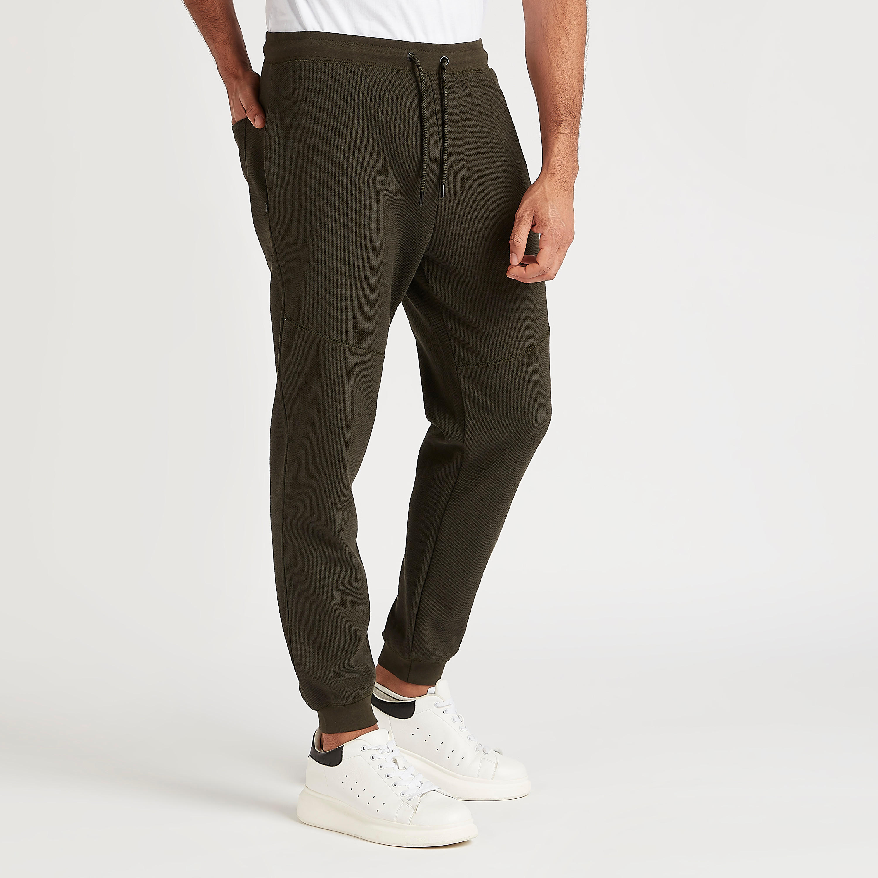 Solid Joggers with Drawstring Waist-men-clothing-bottoms-joggers-image-1