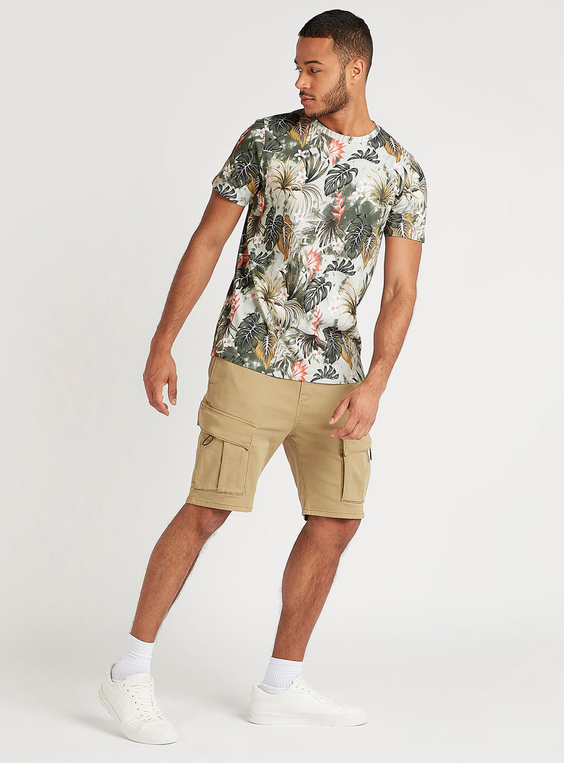 Tropical Print Crew Neck T-shirt with Short Sleeves-men-clothing-tshirtsandpolos-tshirts-image-2