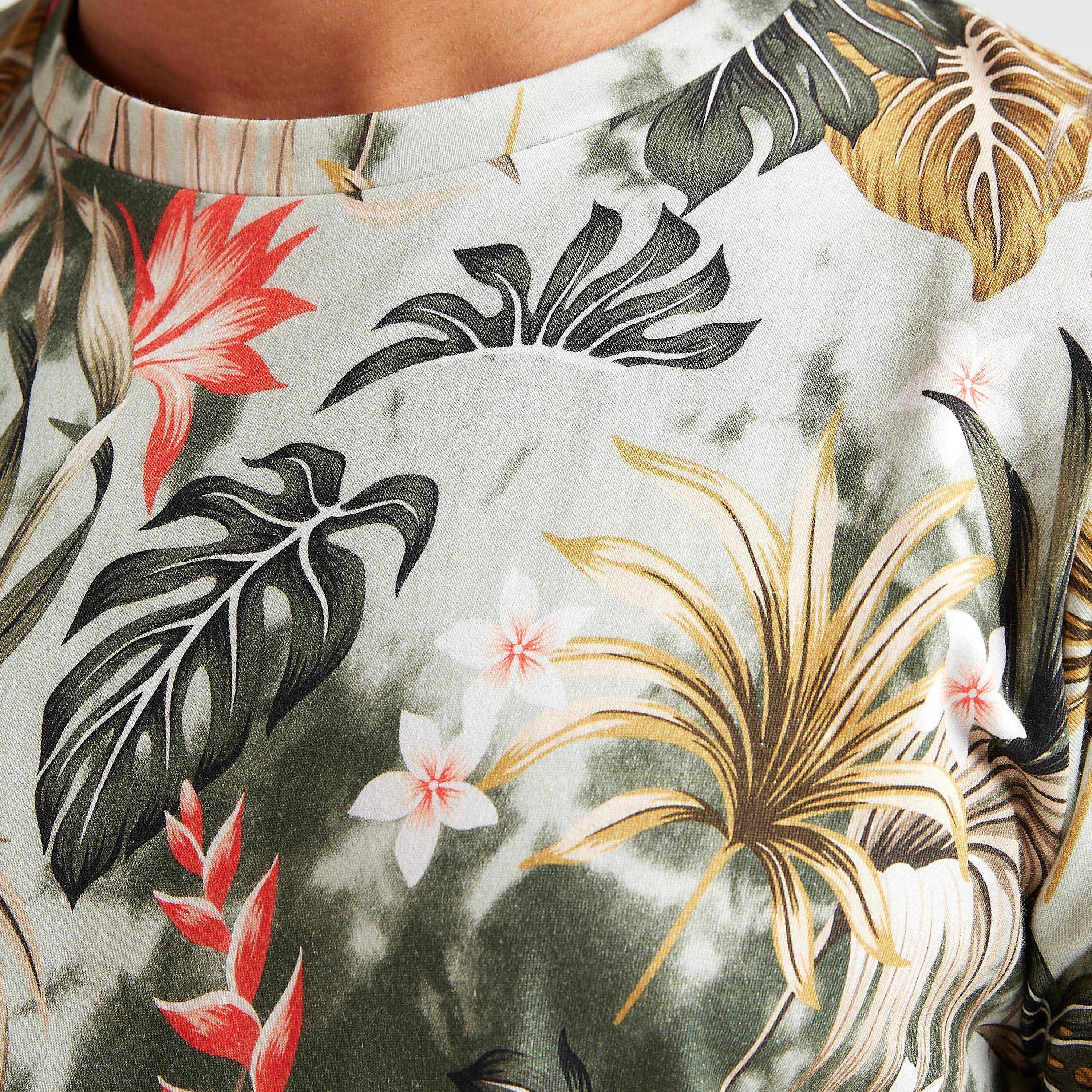 Tropical Print Crew Neck T-shirt with Short Sleeves-men-clothing-tshirtsandpolos-tshirts-image-3